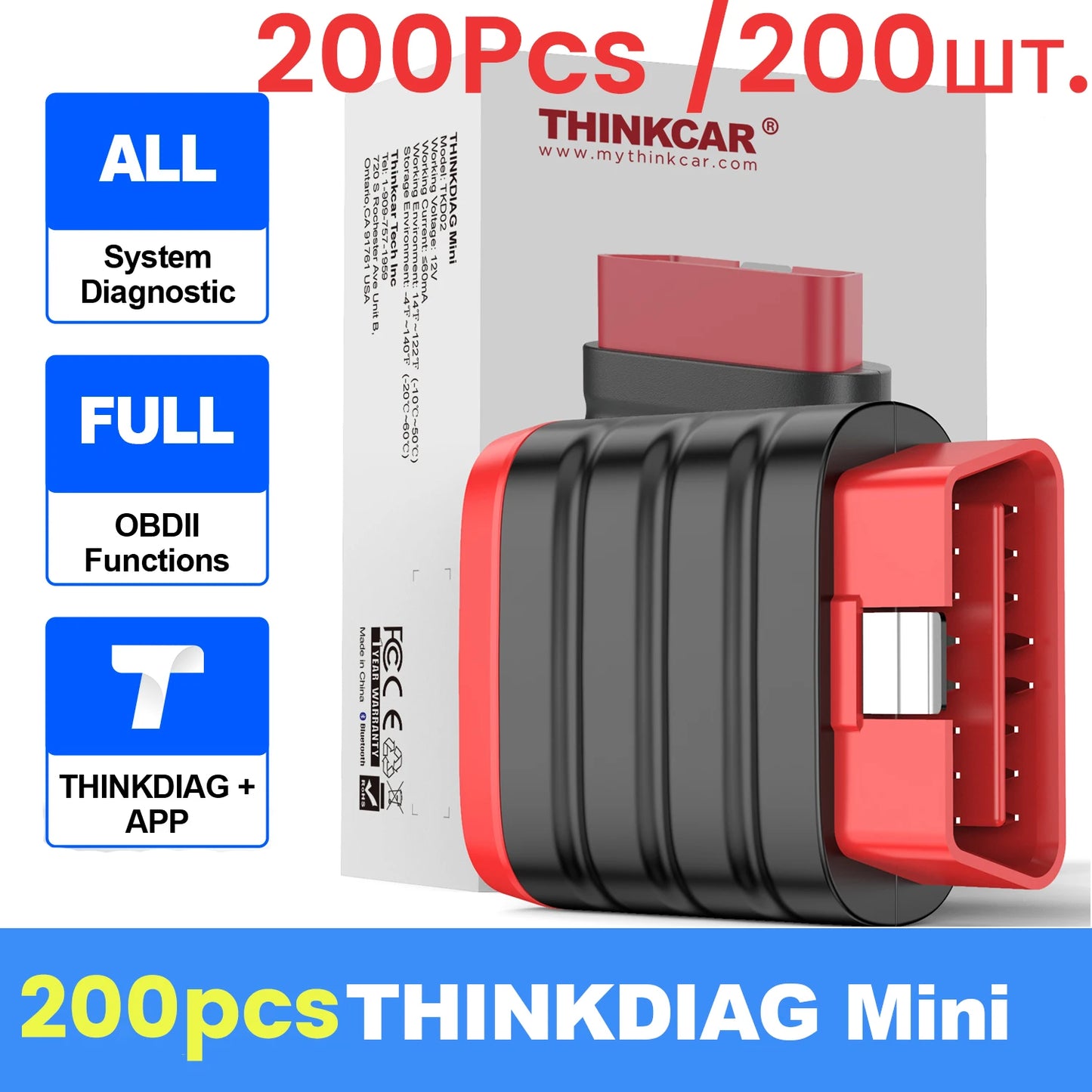 10-100Pcs THINKDIAG Mini/THINKCAR BD6 OBD2 Scanner All Cars Full System Diagnosis Lifetime Free obd 2 Diagnostic Tool