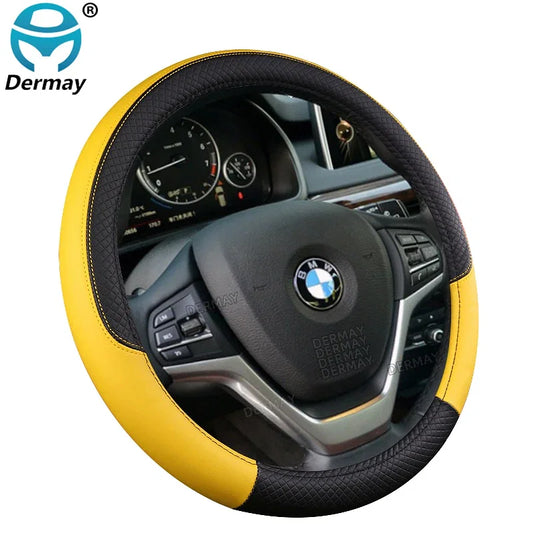 Color Name: Yellow - 9 Color Sport Auto Steering Wheel Covers - Premium Interior Accessories from DERMAY - Just $19.29! Shop now at Rapidvehicles