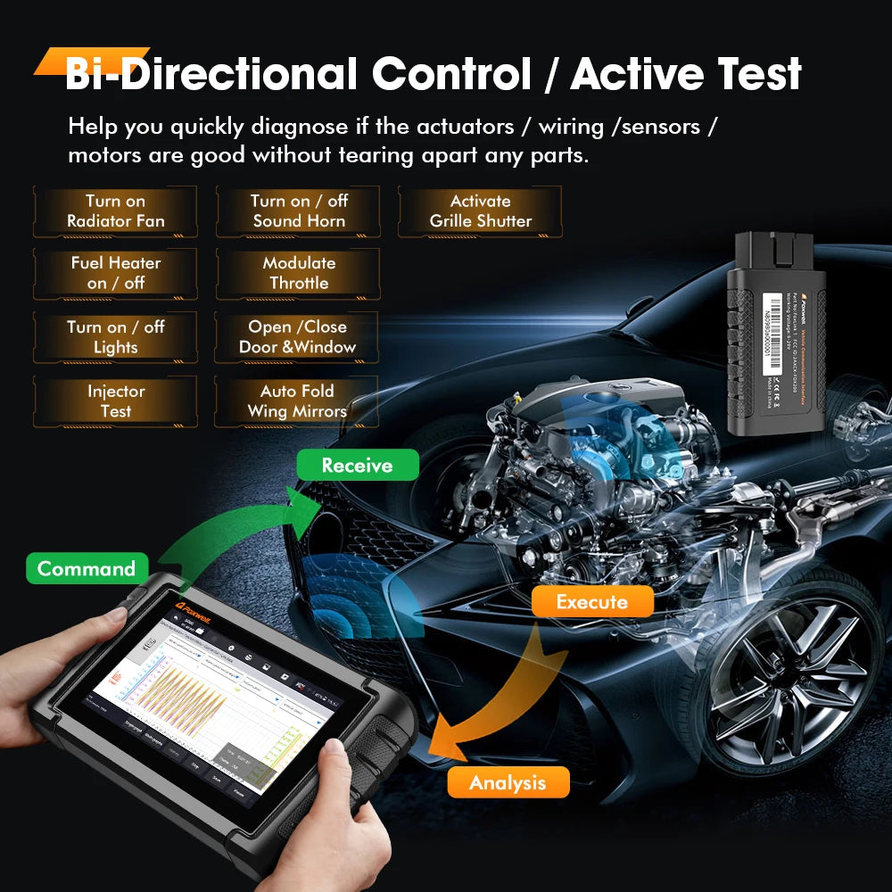FOXWELL NT809BT OBD2 Bluetooth Car Diagnostic Tool All System Bi-Directional Test 30+ Reset Code Reader OBD2 Scanner Tool