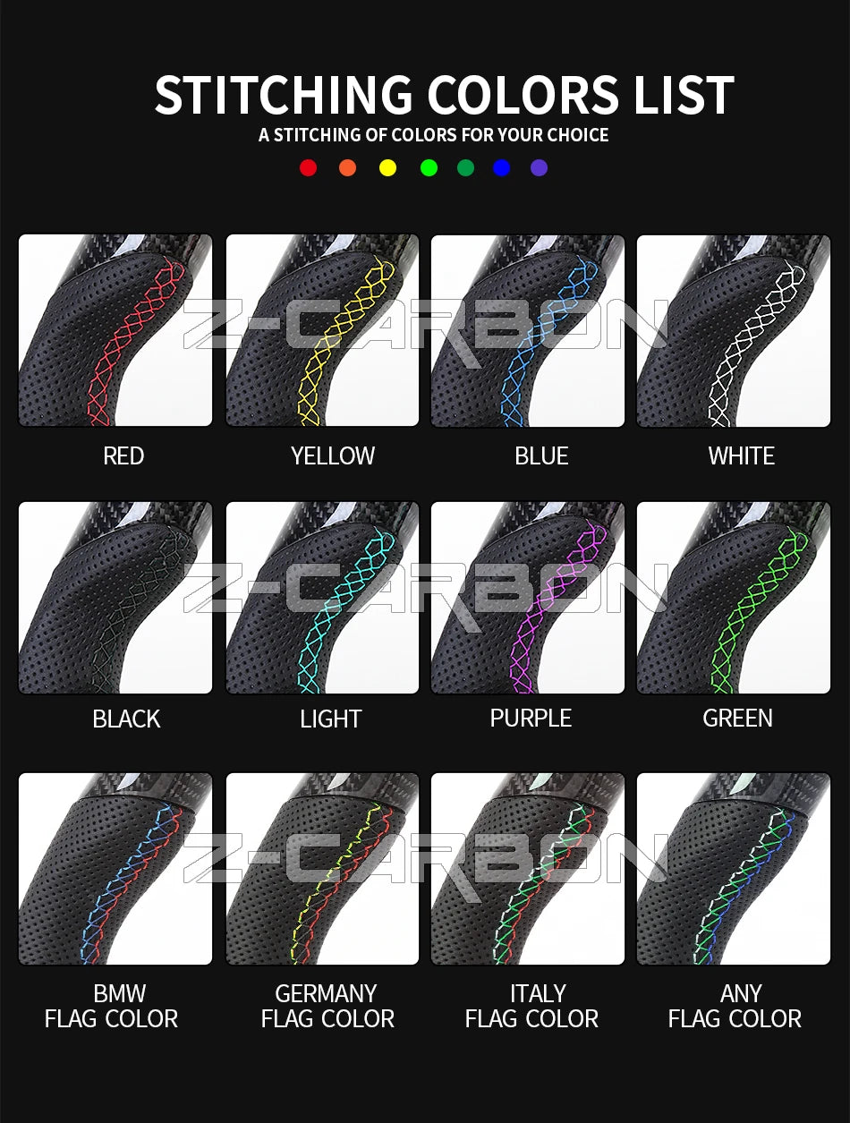 For Nissan 350Z Z33 2003-2008 LED Steering Wheel Carbon Fiber Perforated Leather Steering Wheel Flat Bottom Red Stitching