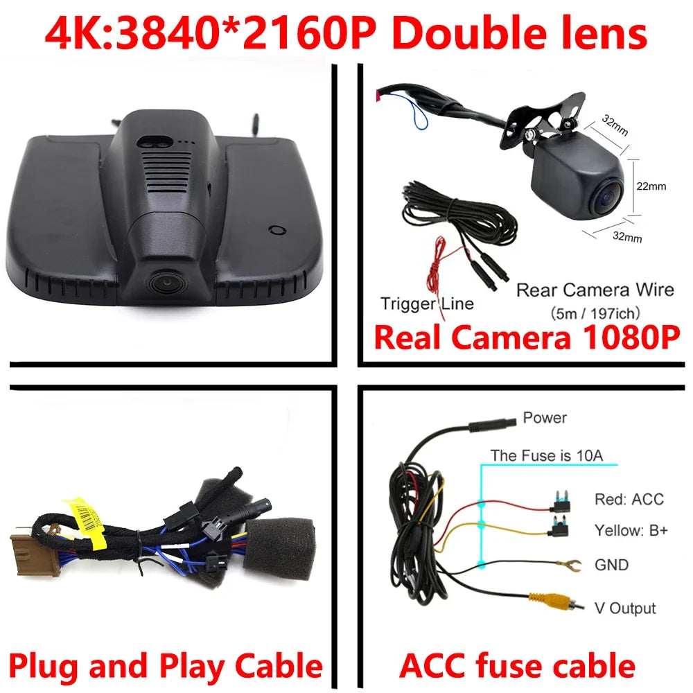 ZJCGO 4K Wifi 3840*2160 DVR Dash Cam Camera Video Recorder for Alfa Romeo Giulia Stelvio 952 949 2015~2024