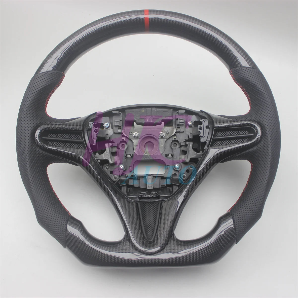 For Honda Civic 2006-2011 8TH GEN 8 Real Carbon Fiber Leather Steering Wheel