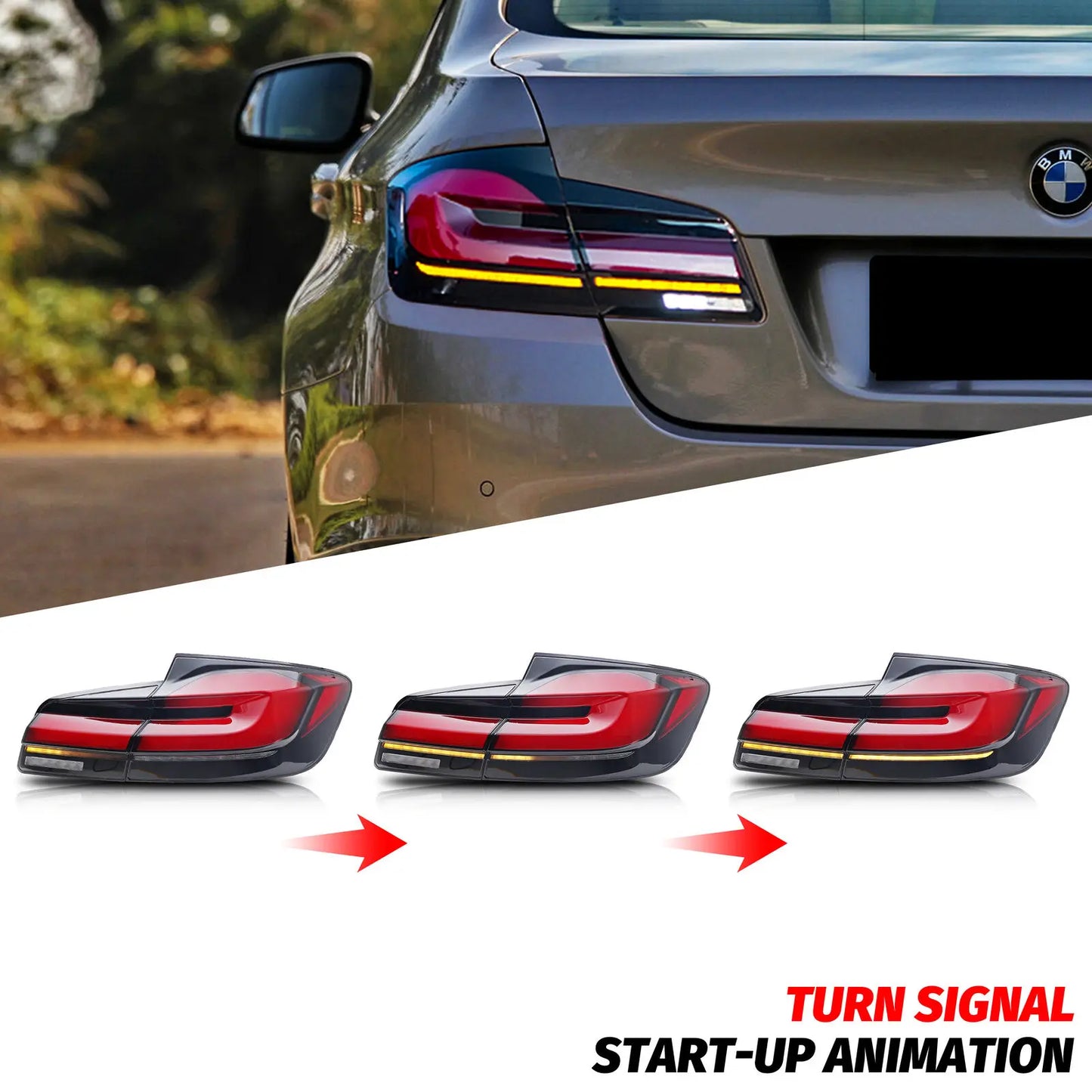 LED Tail Lights for BMW 5-Series F10 M5 2011-2016 Saloon Sequential Turn Signal Rear Lamps Assembly