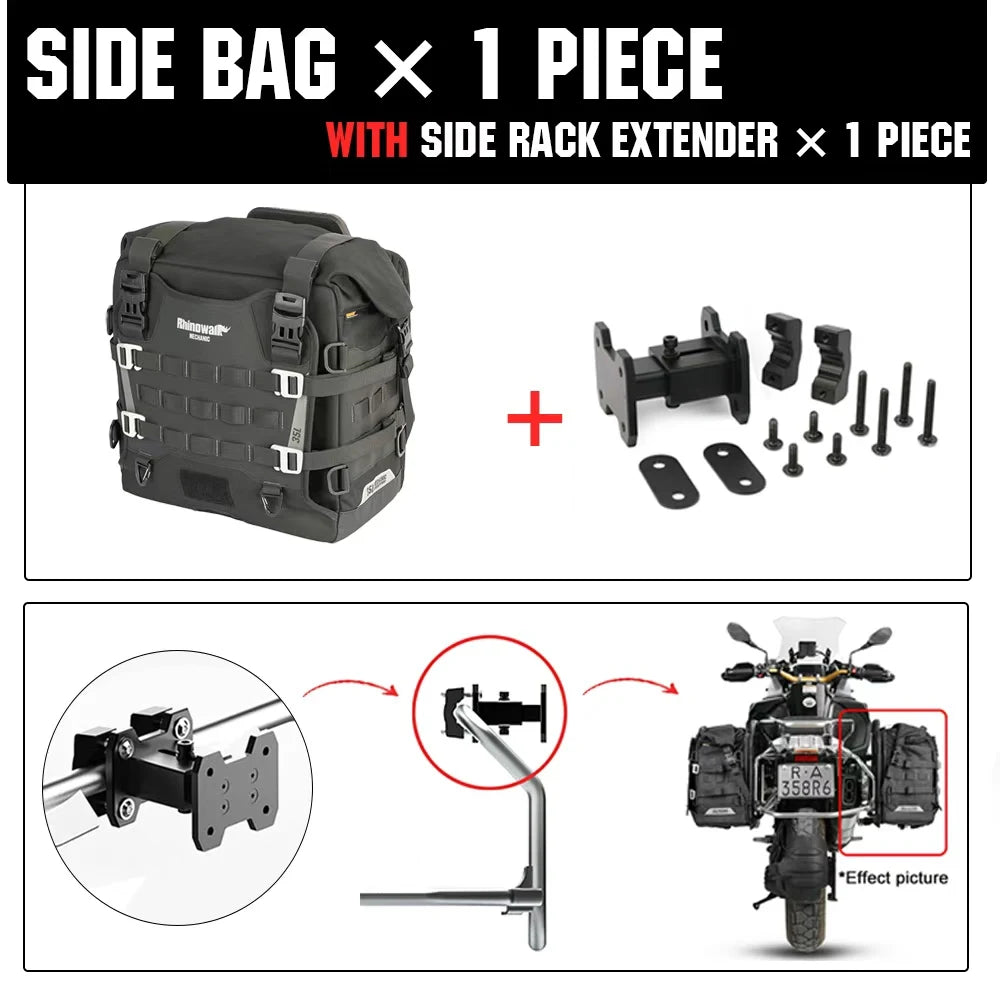 Rhinowalk Motorcycle Side Bag 35L Waterproof Quick Release Saddle Bag For BMW R1300GS R1250GS R1200GS S1000XR Motorbike Luggage