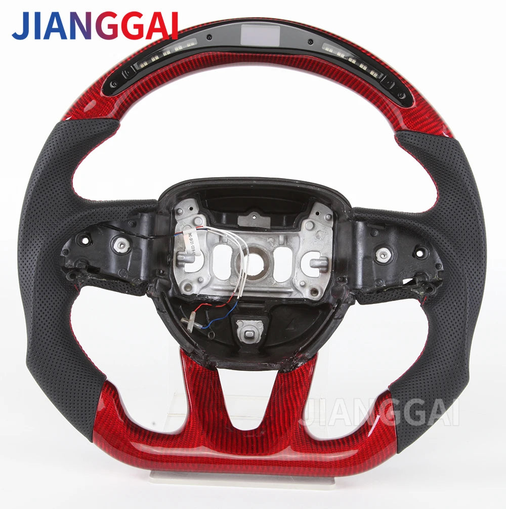 Carbon Fiber Steering Wheel For Dodge Challenger Charger 2015-2022 Alcantara LED Racing Steering Wheel Customized Perforated