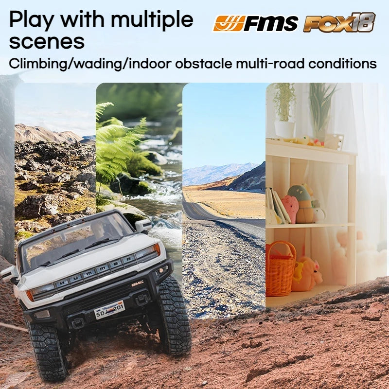 Hot FMS 1:18 Hummer EV Pickup Truck RC Car Remote Control Off-Road Climbing Simulation Model Toy Ideal Festival Gift For Kids - Use code SHOPAPP15 to get 15 percent off free shipping USA