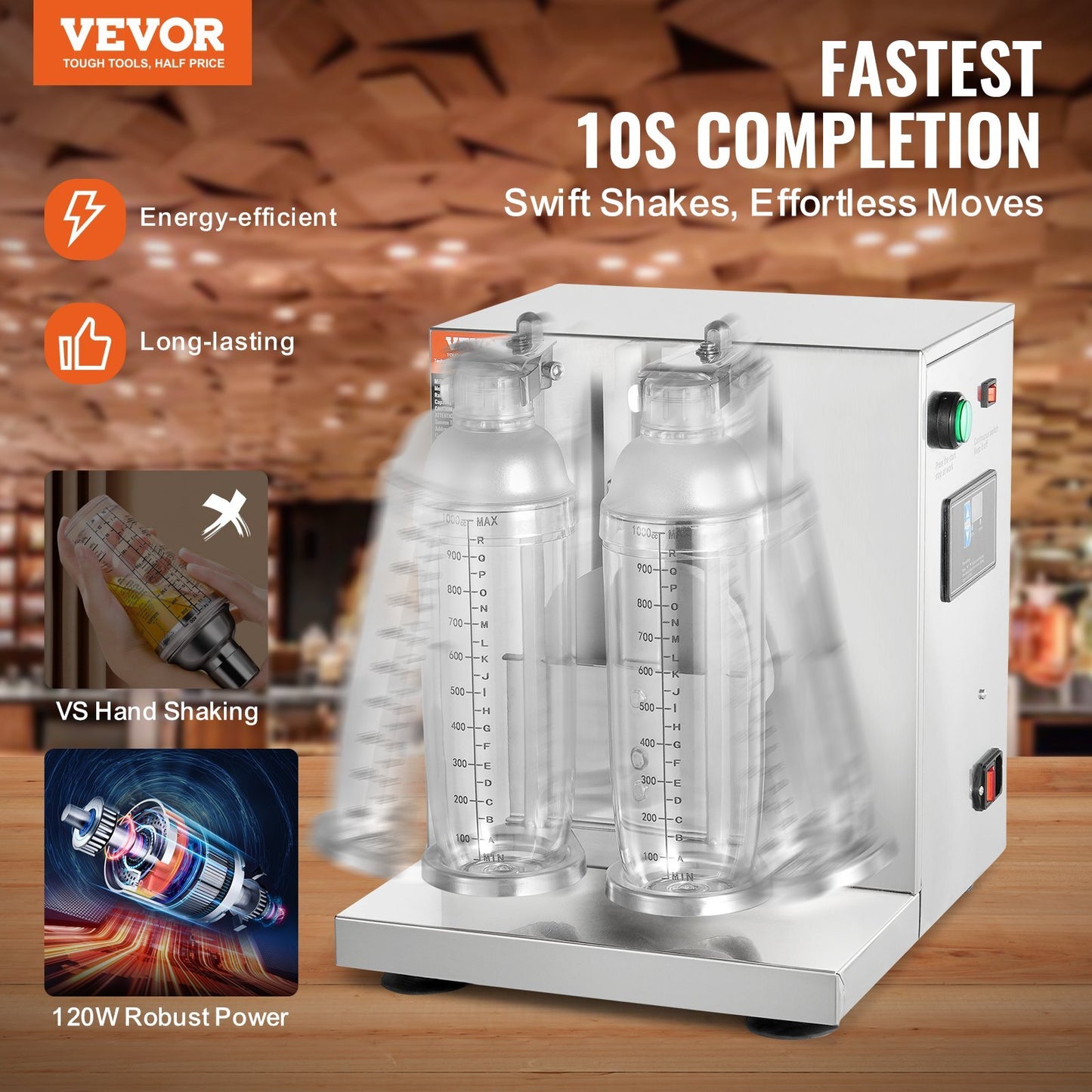 VEVOR Milkshake Maker Machine, 120W Commercial Milk Tea Shaker Machine, Double Head Milk Shake Mixer Machine, 0-180s Adjustable Milkshake Blender, with 1 L PC Cup, for Milk Tea Store - Premium Granita & Slushy Machines from VEVOR - Just $266.48! Shop now at Rapidvehicles