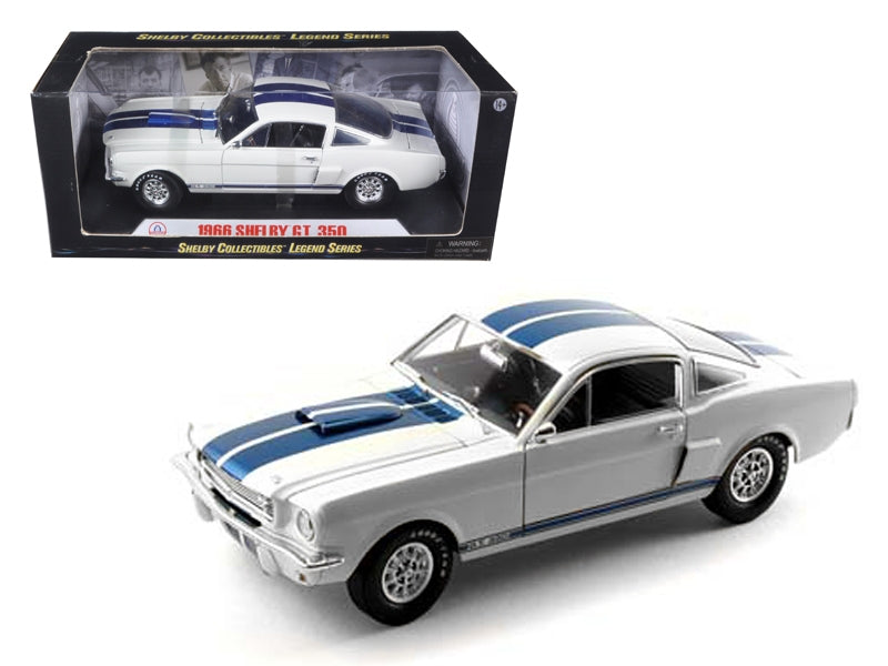 1966 Ford Mustang Shelby GT350 White with Blue Stripes 1/18 - Premium Mustang Models from Shelby Collectibles - Just $110.69! Shop now at Rapidvehicles