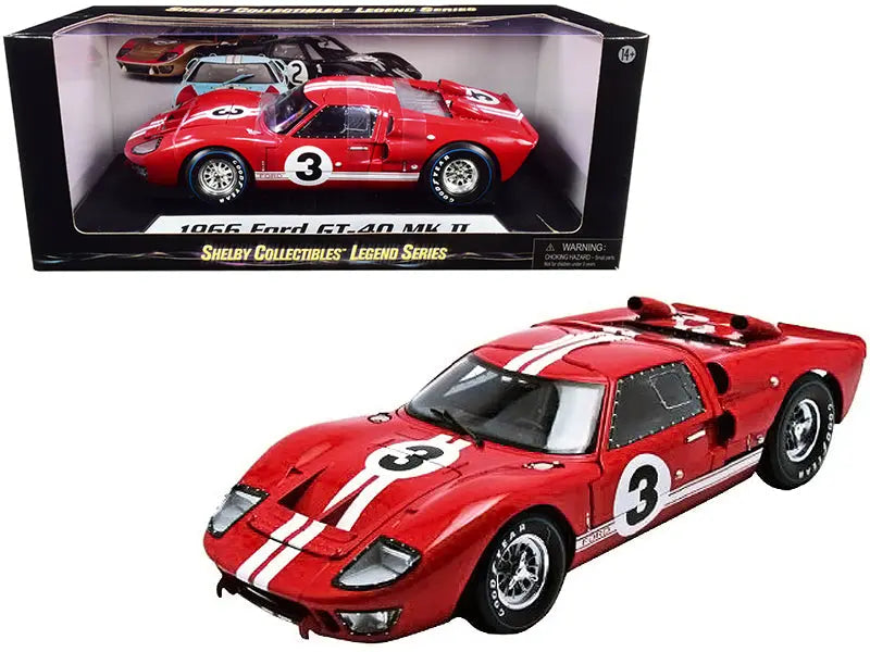 1966 Ford GT-40 MK II #5 Red with White Stripes Le Mans 1/18 Diecast 
