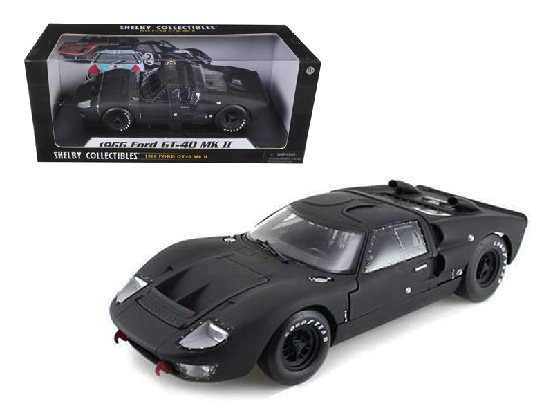 1966 Ford GT-40 GT40 MK 2 Matt Black 1/18 Diecast Car Model by Shelby Collectibles free shipping USA