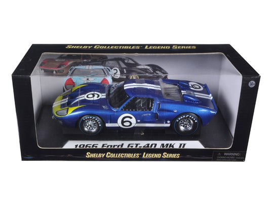 1966 Ford GT-40 MK 2 Blue #6 1/18 Diecast Car Model by Shelby - Premium Ford Models from Shelby Collectibles - Just $110.69! Shop now at Rapidvehicles