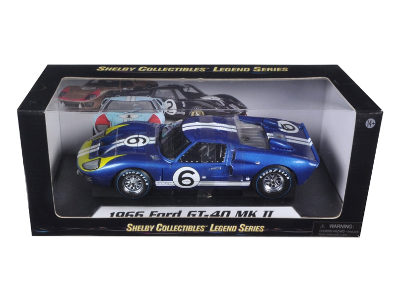 1966 Ford GT-40 MK 2 Blue #6 1/18 Diecast Car Model by Shelby Collectibles - Premium Ford Models from Shelby Collectibles - Just $101.85! Shop now at Rapidvehicles