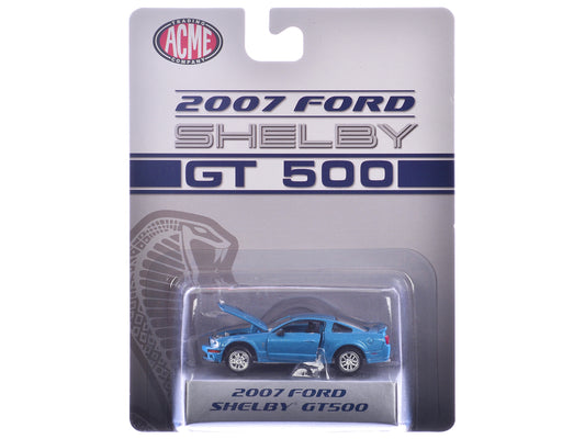 2007 Ford Shelby GT500 Windveil Blue Metallic "Shelby Collectibles" Series 1/64 Diecast Model Car by ACME - Use code SHOPAPP15 to get 15 percent off