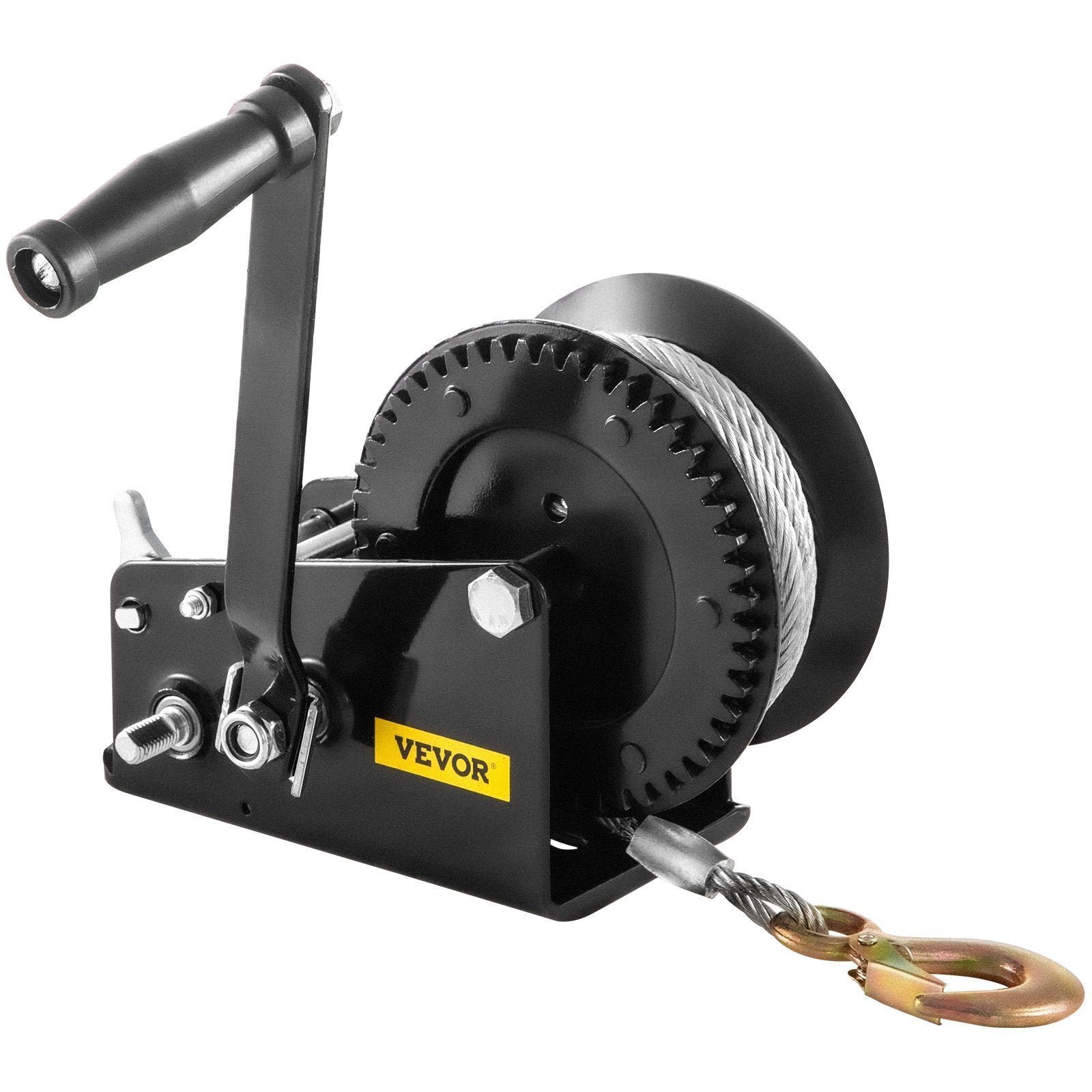 VEVOR Rope Crank, 3500 LBS Capacity Heavy Duty Hand Winch with 10 m(32.8 ft) Wire Cable and Alloy Hook, w/ 2-Gear Two-Way Manual Operated Ratchet, for ATVs Boats Trailers Trucks Auto Marine, Black - Premium Hand Winch from VEVOR - Just $54.34! Shop now at Rapidvehicles