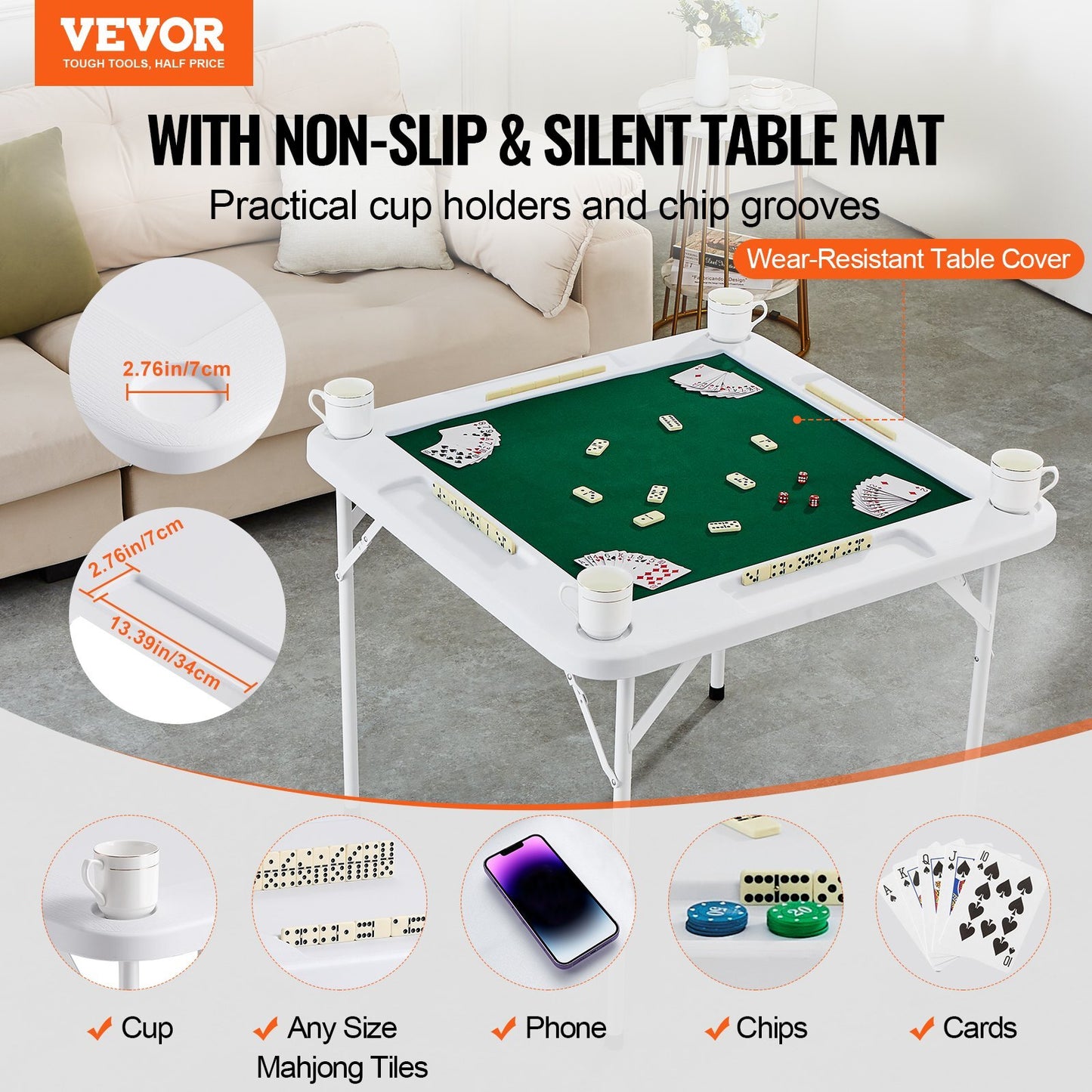 VEVOR Mahjong Table 4 Player Folding Card Table & Table Mat Cup - Premium Mahjong set from VEVOR - Just $109.97! Shop now at Rapidvehicles