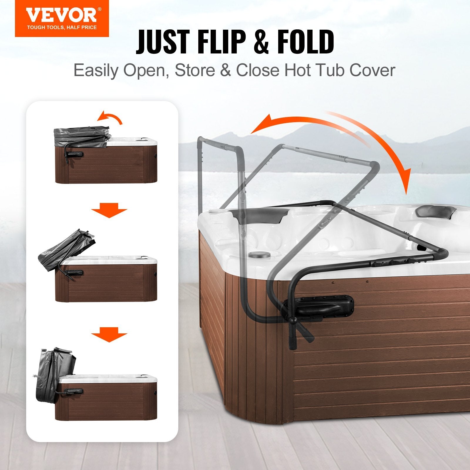 VEVOR Hot Tub Cover Lift, Spa Cover Lift, Height 31.5" - 41.3" Width 69" - 100.5" Adjustable, Installed on Both Sides at the Top, Suitable for Various Sizes of Rectangular Bathtubs, Hot Tubs, Spa - Premium Bath & Shower Safety Seating from VEVOR - Just $117.59! Shop now at Rapidvehicles