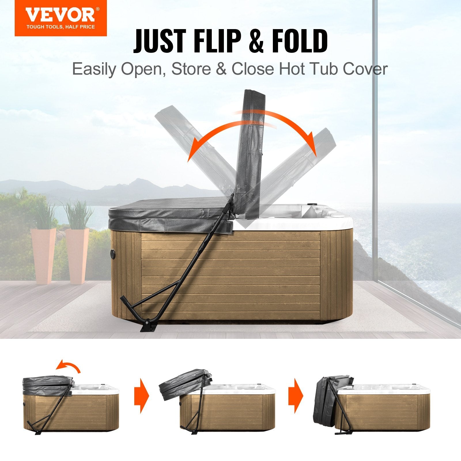 VEVOR Hot Tub Cover Lift, Spa Cover Lift, Height 31.5" - 41.3" Width 57" - 92.5" Adjustable, Installed Underneath on Both Sides, Suitable for Various Sizes of Rectangular Bathtubs, Hot Tubs, Spa - Premium Bath & Shower Safety Seating from VEVOR - Just $97.99! Shop now at Rapidvehicles