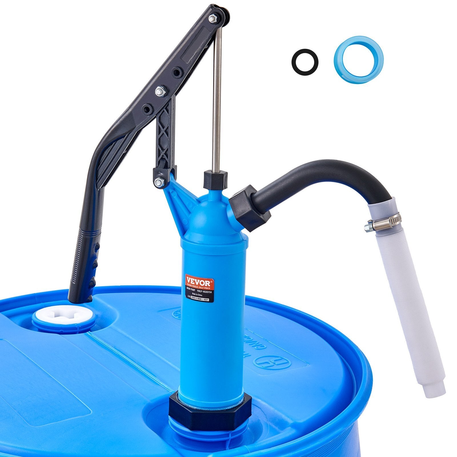 VEVOR Drum Pump, 9.5 oz. Per Stroke, Lever-Action Barrel Pump, Fits 5-55 Gallon Drums with 3-Section Suction Tube Assembly & Hose, Hand Operated, Designed to Transfer Water, Alcohol, Corrosive Liquids - Premium Drum Pump from VEVOR - Just $37.79! Shop now at Rapidvehicles