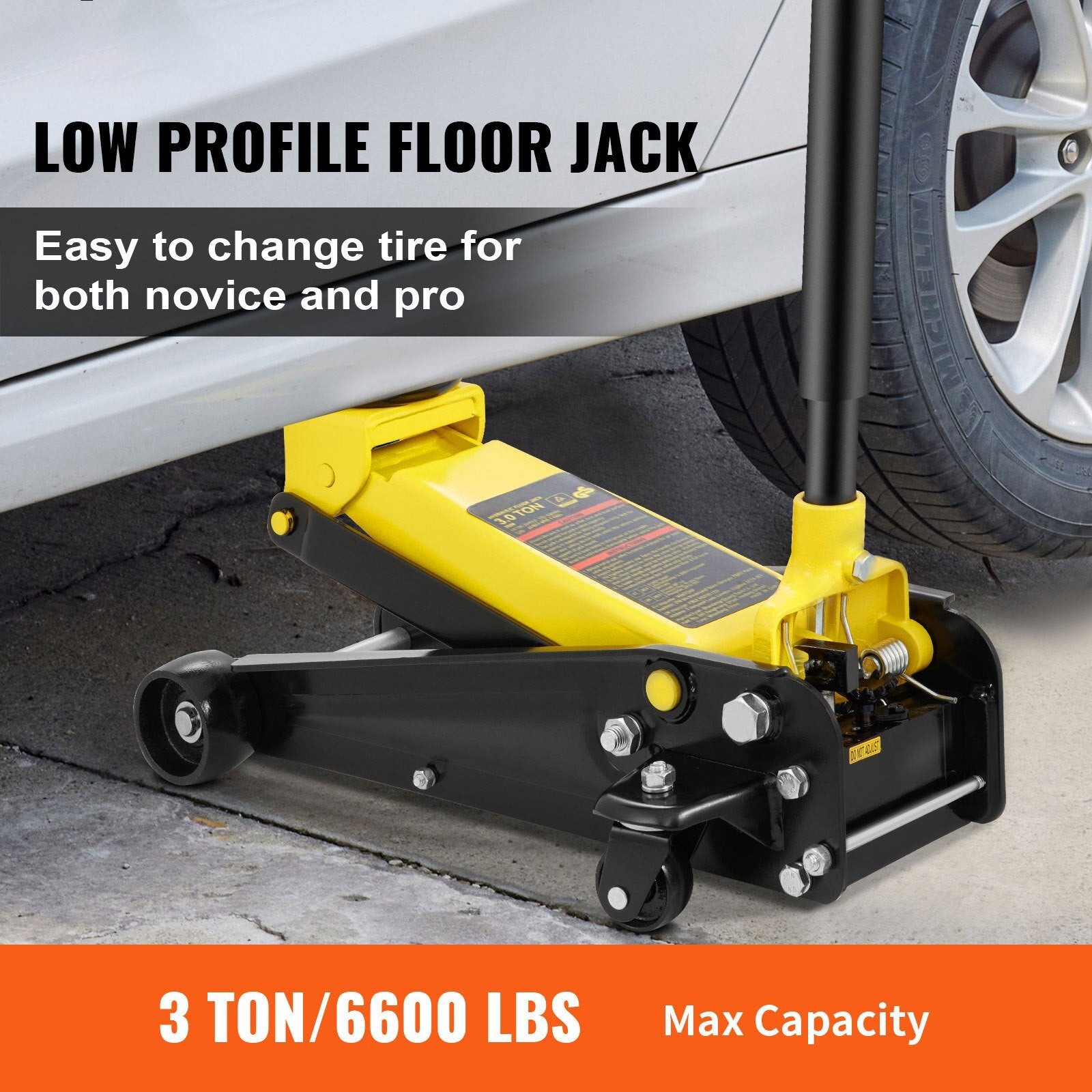 VEVOR Low Profile Floor Jack 3 Ton Heavy Steel Single Piston Hydraulic Pump - Premium Floor Jacks from VEVOR - Just $219.69! Shop now at Rapidvehicles