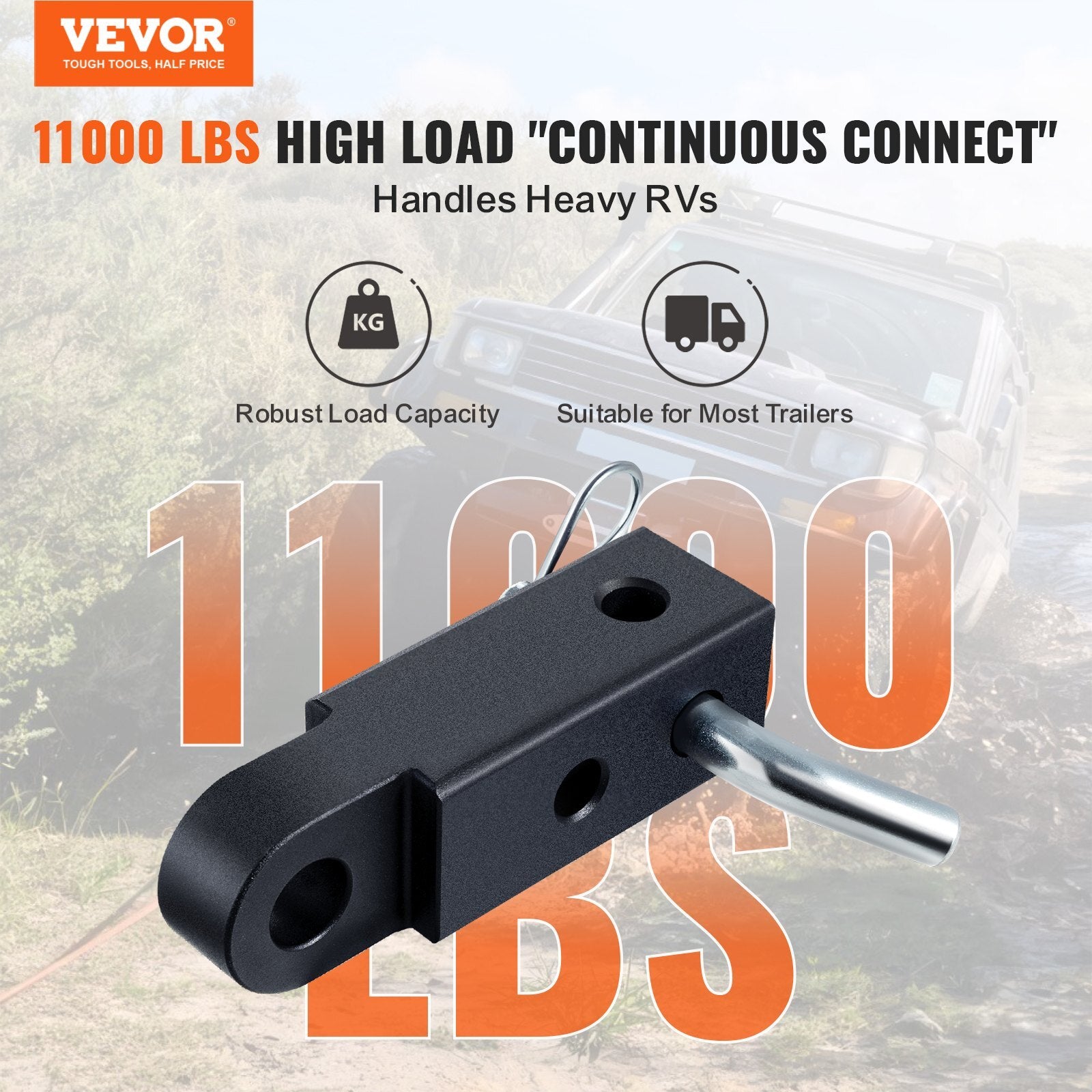 VEVOR 2" Trailer Shackle Hitch Receiver Heavy Duty Tow Recovery for Truck Jeep - Premium Trailer Hitch from VEVOR - Just $50.99! Shop now at Rapidvehicles