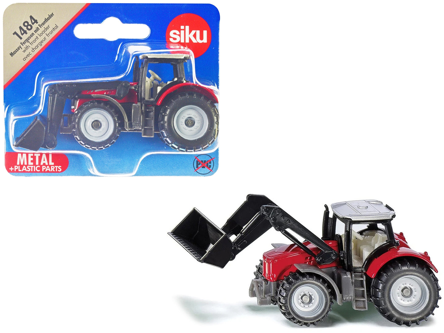 Massey Ferguson Tractor with Front Loader Red with Silver Top Diecast Model by Siku - Premium Massey Ferguson from SIKU - Just $21.84! Shop now at Rapidvehicles