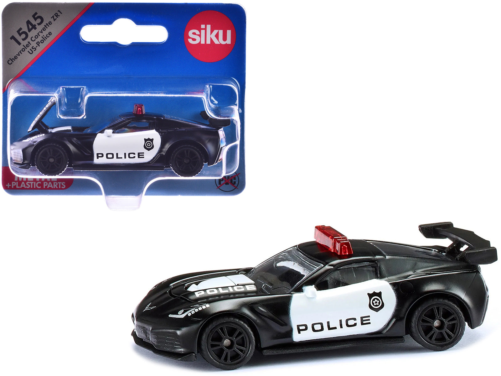 Chevrolet Corvette ZR1 Police Car Black and White Diecast Model Car by Siku free shipping USA