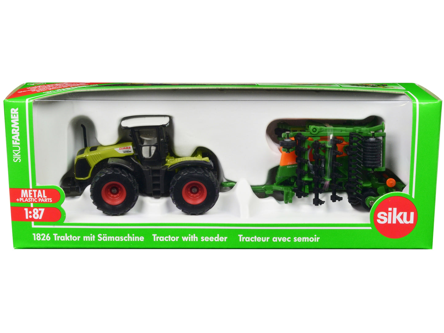 Claas Xerion 5000 Tractor Green with Gray Top and Amazone Cayena