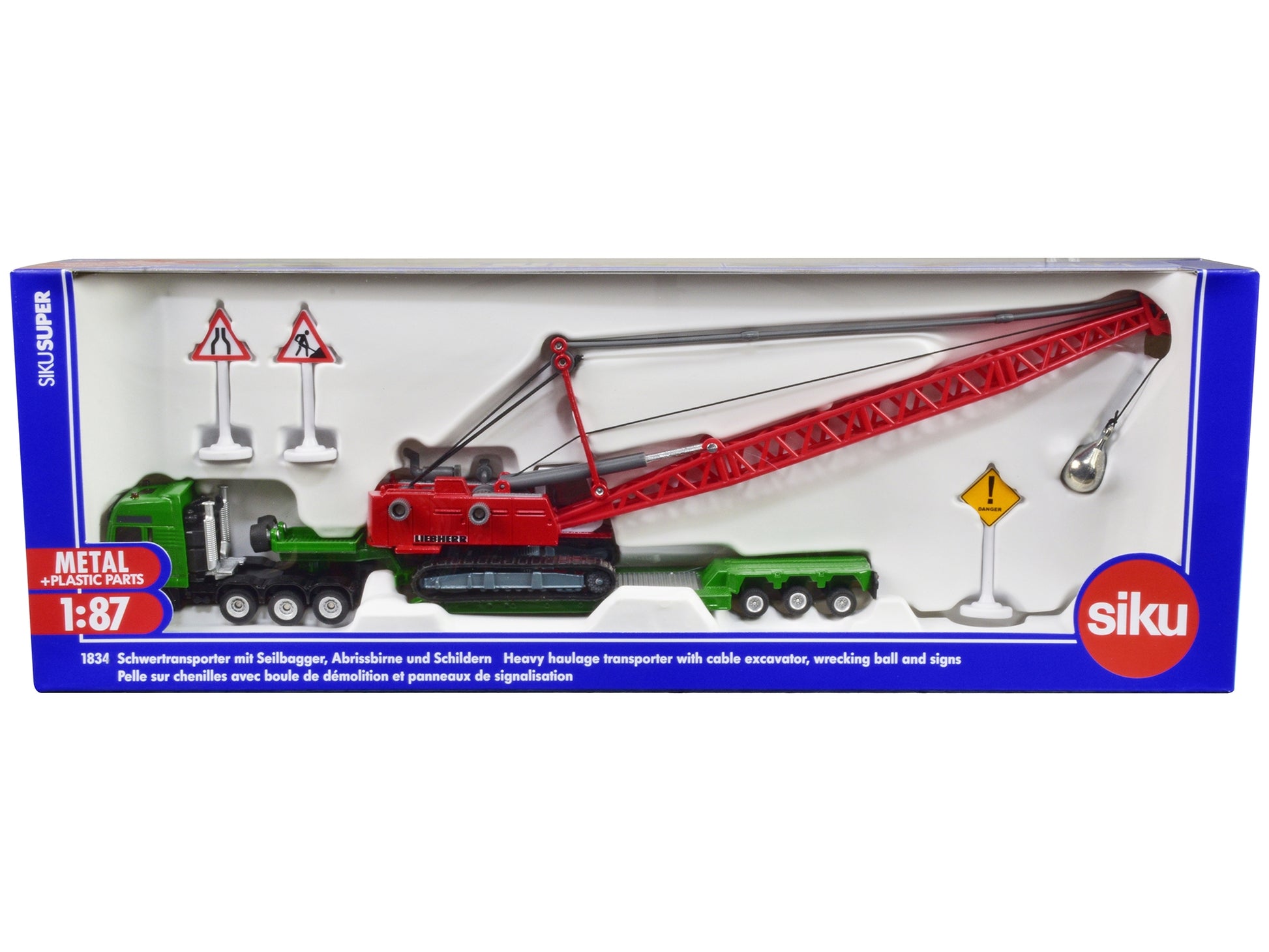 Heavy Haulage Transporter Green and Liebherr Cable Excavator Red - Premium Other from SIKU - Just $118.99! Shop now at Rapidvehicles