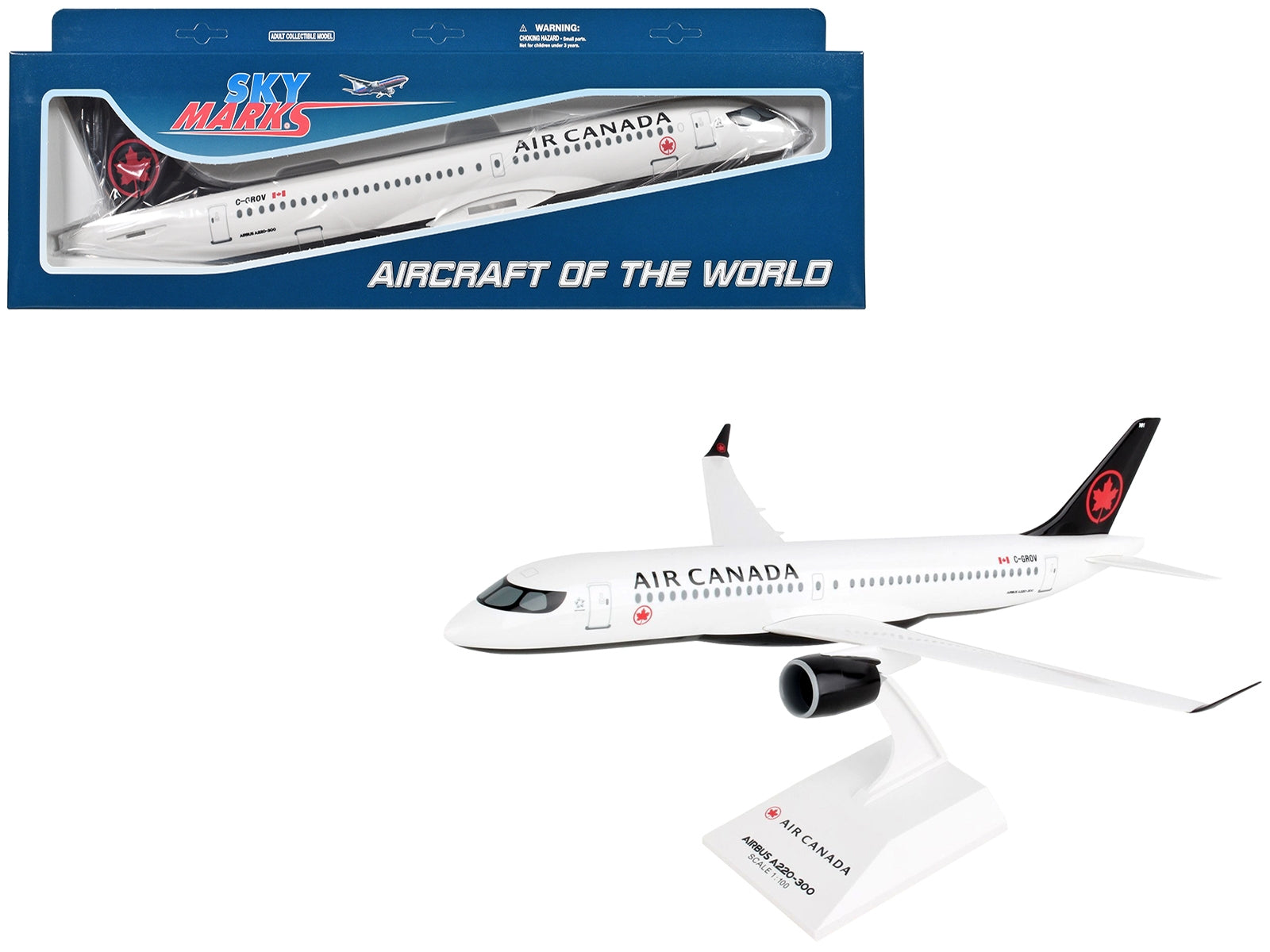 Airbus A220-300 Commercial Aircraft "Air Canada" (C-GROV) White with Black Tail (Snap-Fit) 1/100 Plastic Model by Skymarks - Premium Airbus from Skymarks - Just $95.99! Shop now at Rapidvehicles