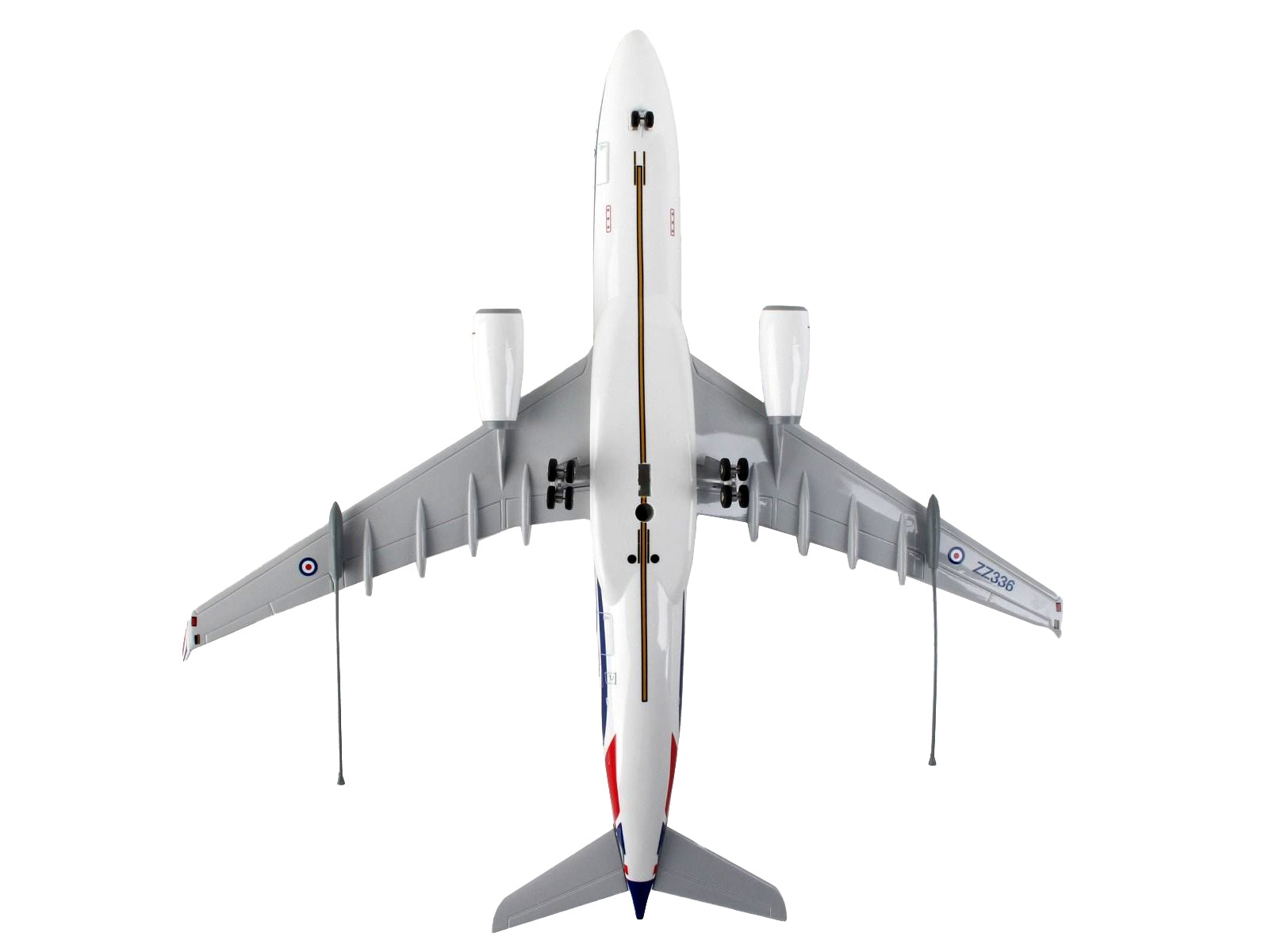 Airbus A330 MRTT Voyager Commercial Aircraft with Landing Gear "United Kingdom Royal Air Force" (ZZ336) White with Red and Blue Stripes (Snap-Fit) 1/200 Plastic Model by Skymarks - Premium Airbus from Skymarks - Just $96.99! Shop now at Rapidvehicles