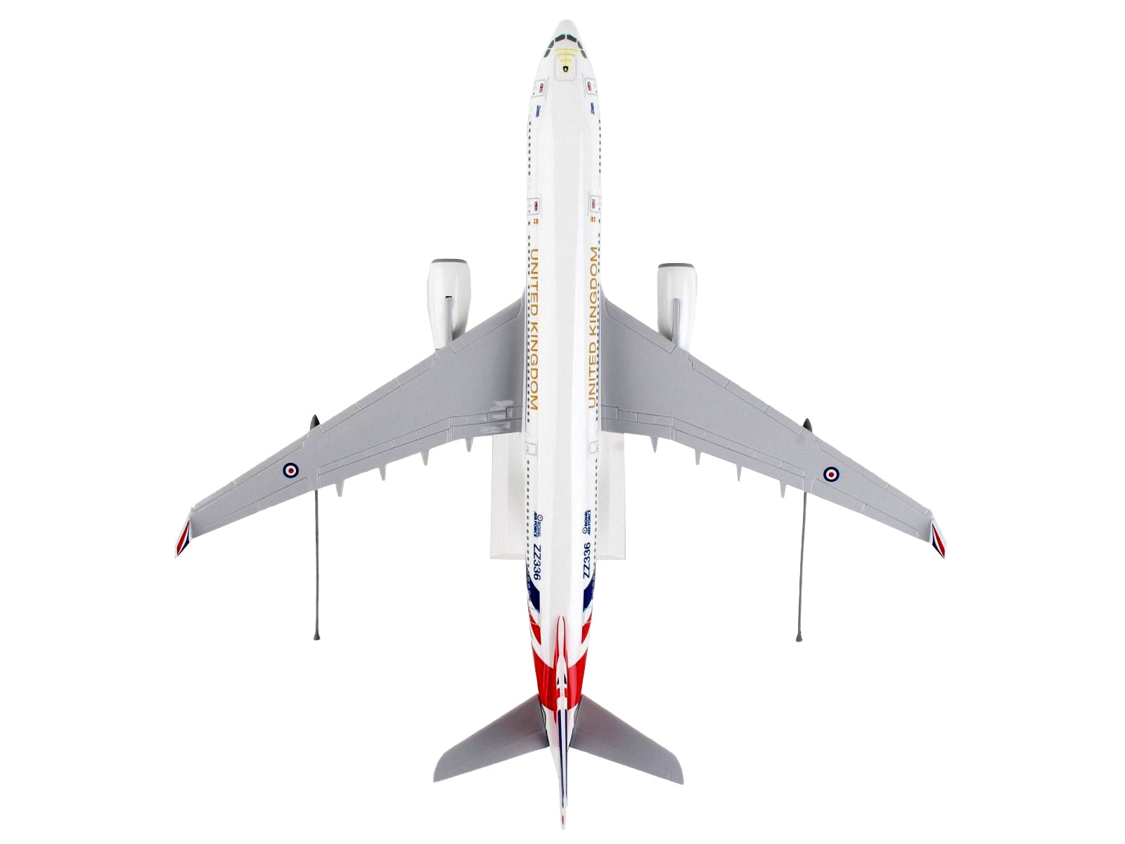 Airbus A330 MRTT Voyager Commercial Aircraft with Landing Gear "United Kingdom Royal Air Force" (ZZ336) White with Red and Blue Stripes (Snap-Fit) 1/200 Plastic Model by Skymarks - Premium Airbus from Skymarks - Just $96.99! Shop now at Rapidvehicles