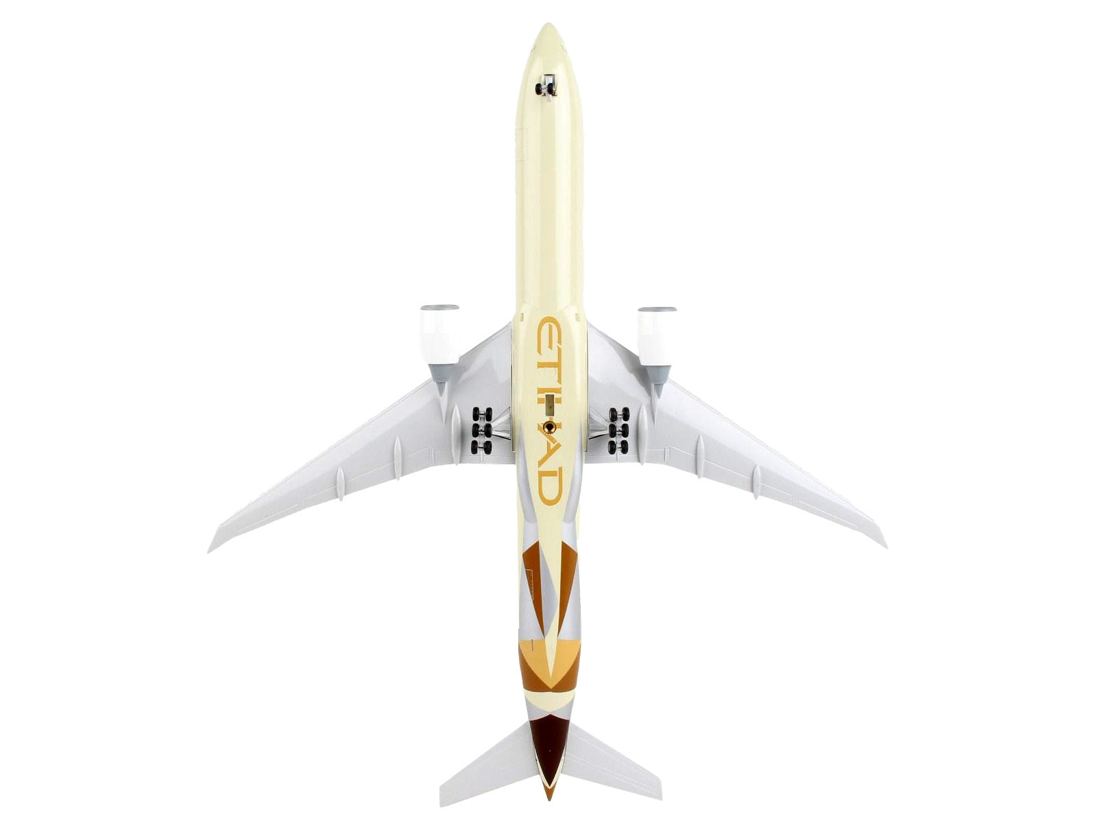 Boeing 777-300ER Commercial Aircraft with Landing Gear "Etihad Airways" (A6-ETA) Beige with Tail Graphics (Snap-Fit) 1/200 Plastic Model by Skymarks - Premium Boeing from Skymarks - Just $102.99! Shop now at Rapidvehicles