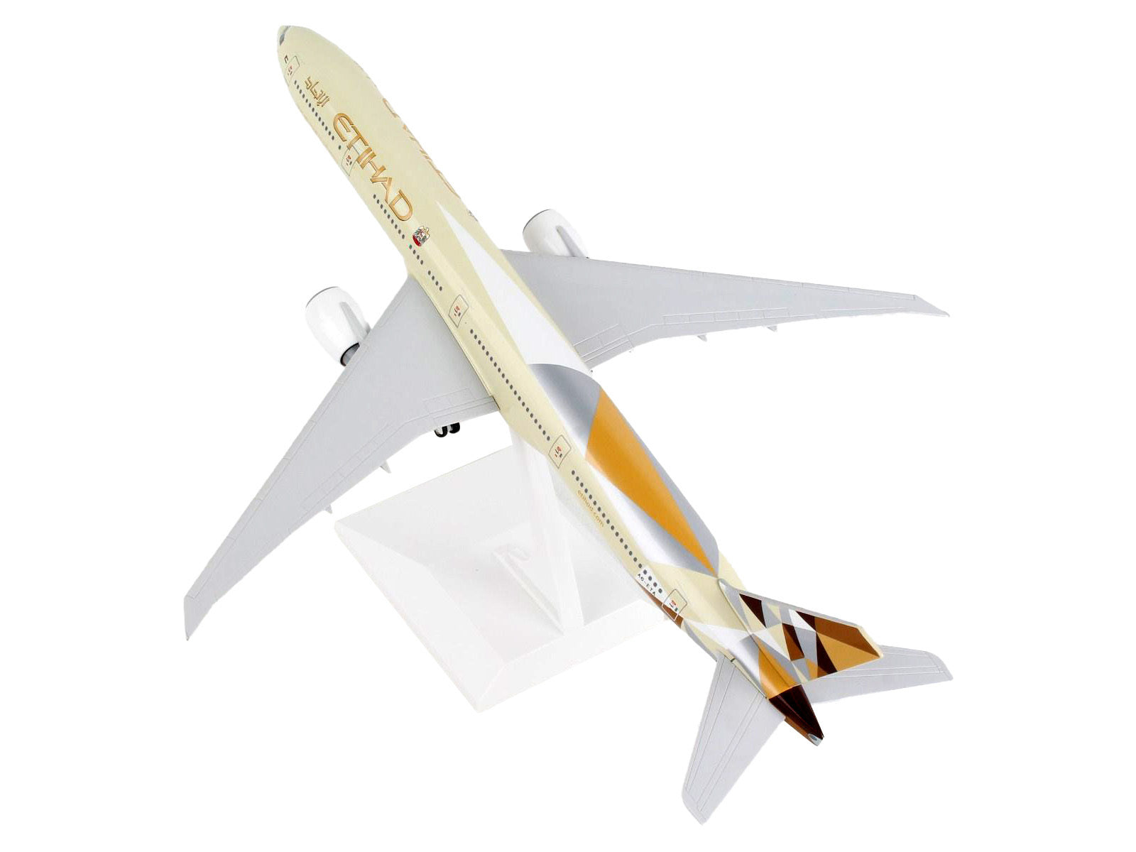 Boeing 777-300ER Commercial Aircraft with Landing Gear "Etihad Airways" (A6-ETA) Beige with Tail Graphics (Snap-Fit) 1/200 Plastic Model by Skymarks - Premium Boeing from Skymarks - Just $102.99! Shop now at Rapidvehicles