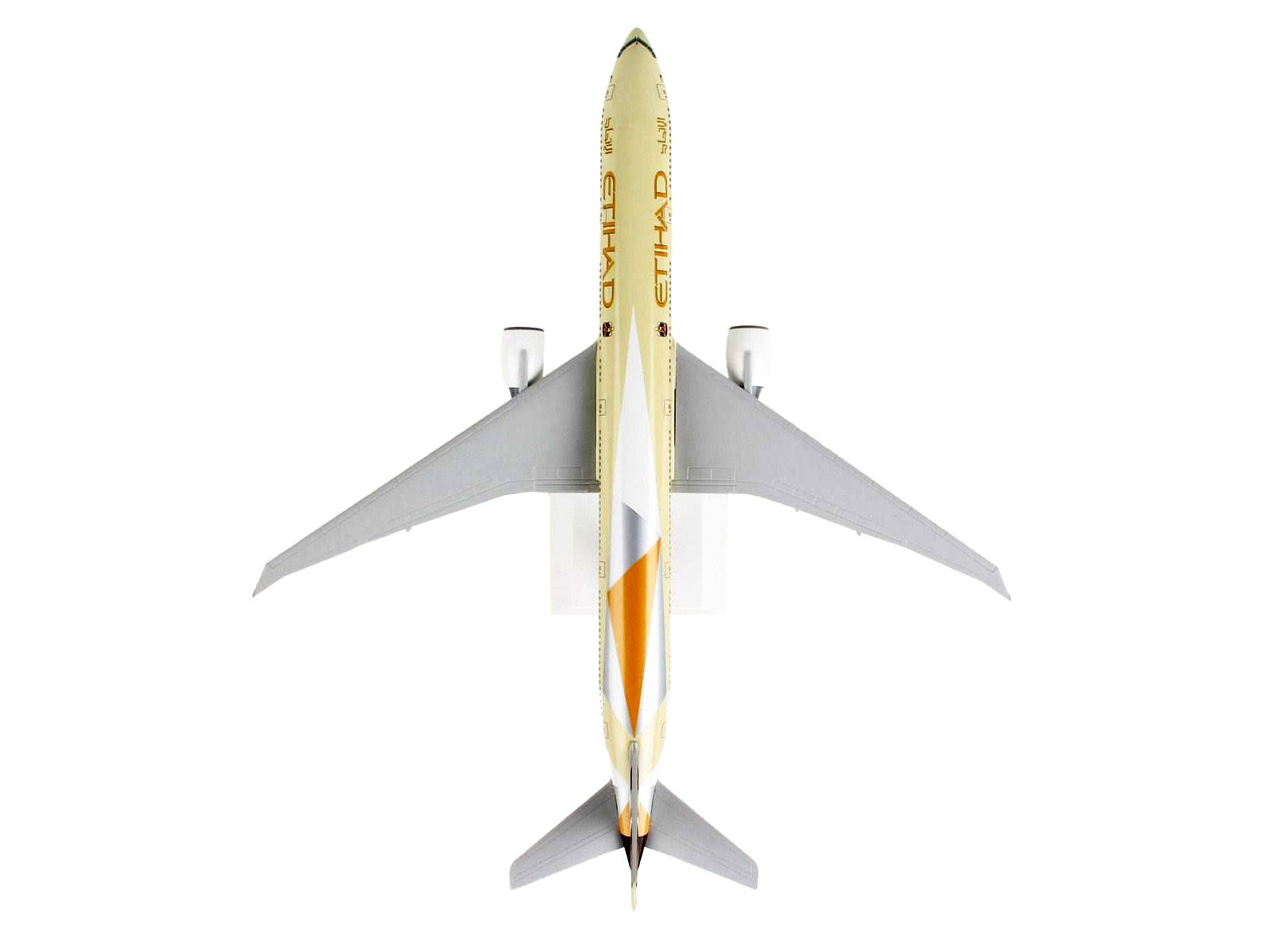 Boeing 777-300ER Commercial Aircraft with Landing Gear "Etihad Airways" (A6-ETA) Beige with Tail Graphics (Snap-Fit) 1/200 Plastic Model by Skymarks - Premium Boeing from Skymarks - Just $102.99! Shop now at Rapidvehicles