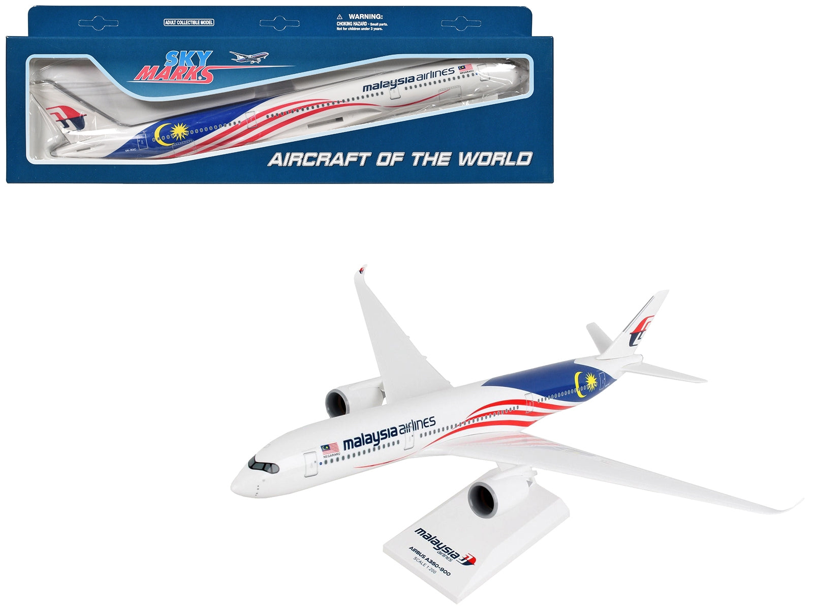 Airbus A350-900 Commercial Aircraft "Malaysia Airlines" (9M-MAC) White with Flag Graphics (Snap-Fit) 1/200 Plastic Model by Skymarks - Premium Airbus from Skymarks - Just $80.99! Shop now at Rapidvehicles