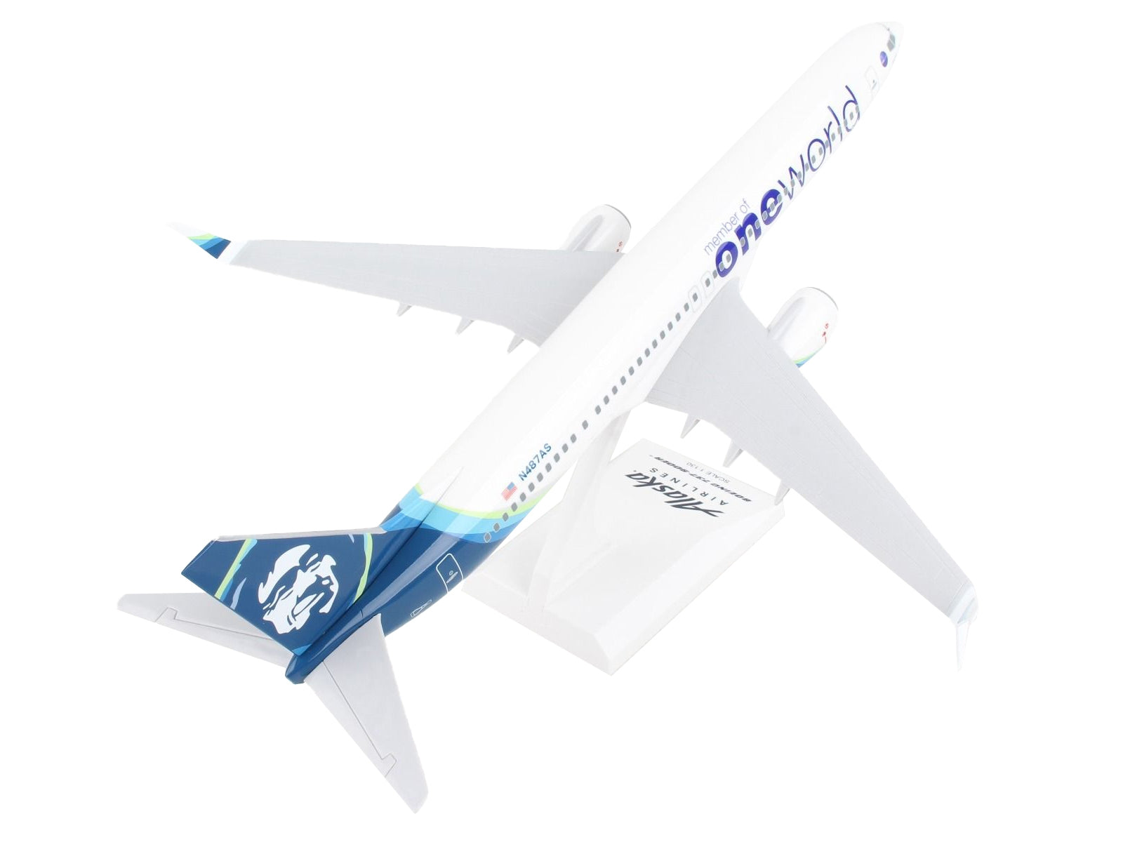 Boeing 737-900 Commercial Aircraft "Alaska Airlines - One World" (N487AS) White with Blue Tail (Snap-Fit) 1/130 Plastic Model by Skymarks - Premium Boeing from Skymarks - Just $79.99! Shop now at Rapidvehicles