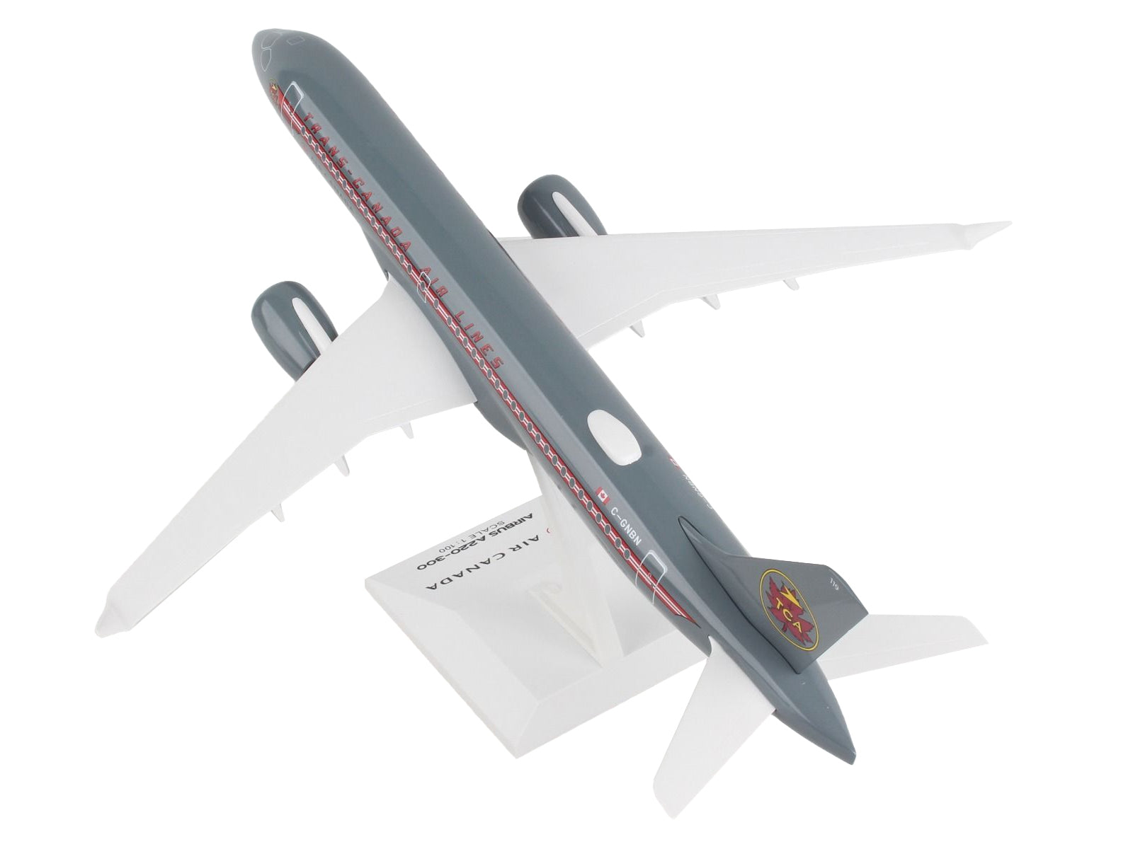 Airbus A220-300 Commercial Aircraft "Trans-Canada Air Lines - Air Canada" (C-GNBN) Gray with Red Stripes (Snap-Fit) 1/100 Plastic Model by Skymarks - Premium Airbus from Skymarks - Just $95.99! Shop now at Rapidvehicles