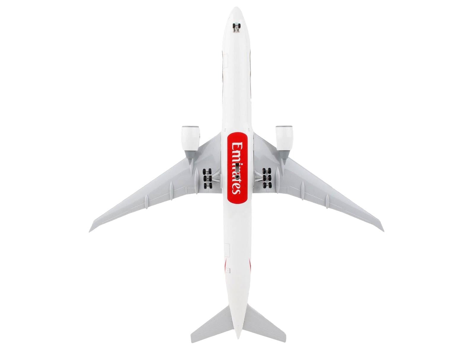 Boeing 777-300ER Commercial Aircraft with Landing Gear "Emirates Airlines - 50th Anniversary" (A6-EPO) White with Tail Graphics (Snap-Fit) 1/200 Plastic Model by Skymarks - Premium Boeing from Skymarks - Just $100.99! Shop now at Rapidvehicles