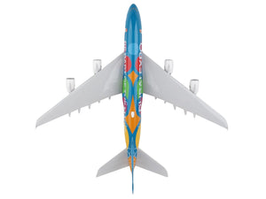 Airbus A380 Commercial Aircraft with Landing Gear "Emirates Airlines - Dubai Expo" (A6-EEU) Blue with Graphics (Snap-Fit) 1/200 Plastic Model by Skymarks - Premium Airbus from Skymarks - Just $116.99! Shop now at Rapidvehicles