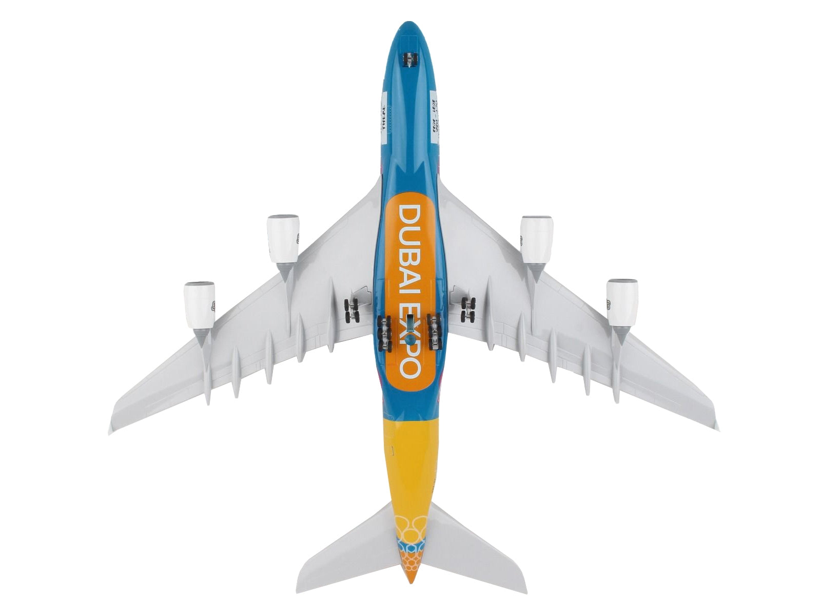 Airbus A380 Commercial Aircraft with Landing Gear "Emirates Airlines - Dubai Expo" (A6-EEU) Blue with Graphics (Snap-Fit) 1/200 Plastic Model by Skymarks - Premium Airbus from Skymarks - Just $116.99! Shop now at Rapidvehicles