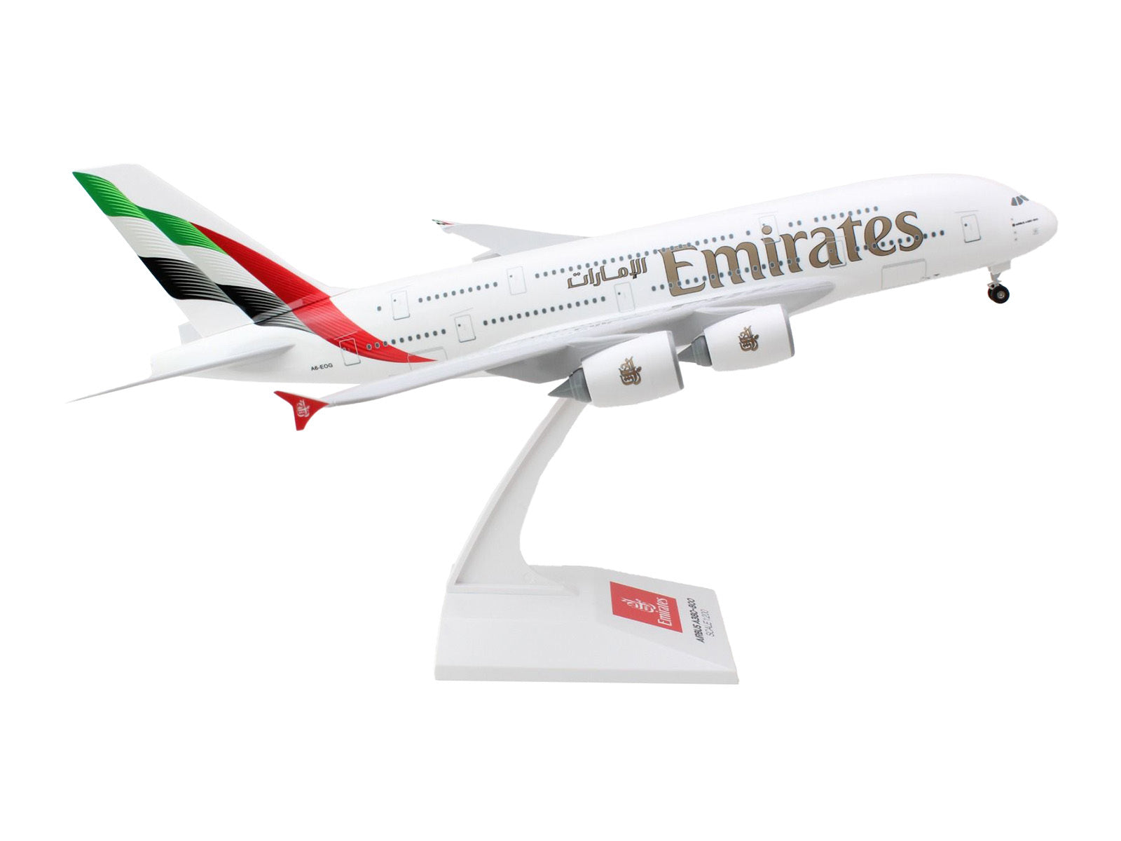 Airbus A380-800 Commercial Aircraft with Landing Gear "Emirates Airlines" (A6-EOG) White with Tail Graphics (Snap-Fit) 1/200 Plastic Model by Skymarks