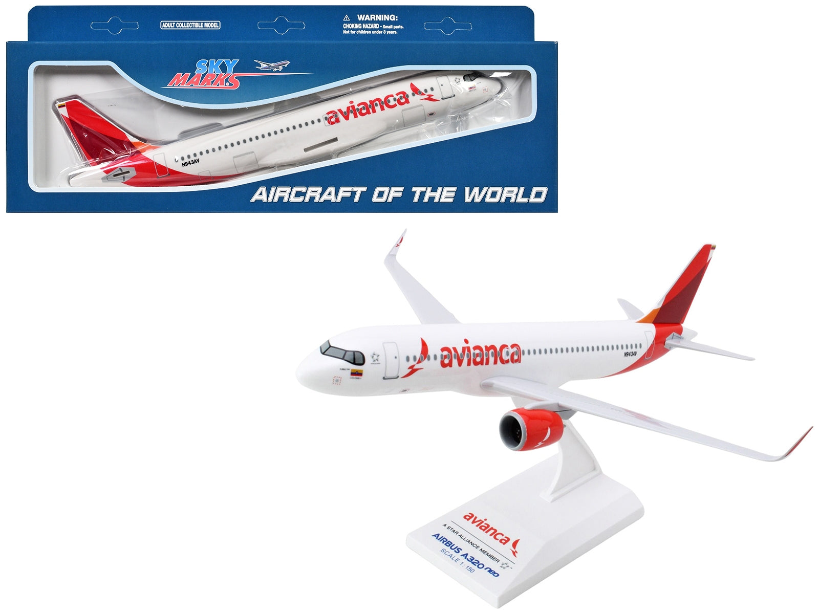 Airbus A320neo Commercial Aircraft "Avianca" (N943AV) White with Red Tail 1/150 Plastic Model by Skymarks - Premium Airbus from Skymarks - Just $79.99! Shop now at Rapidvehicles