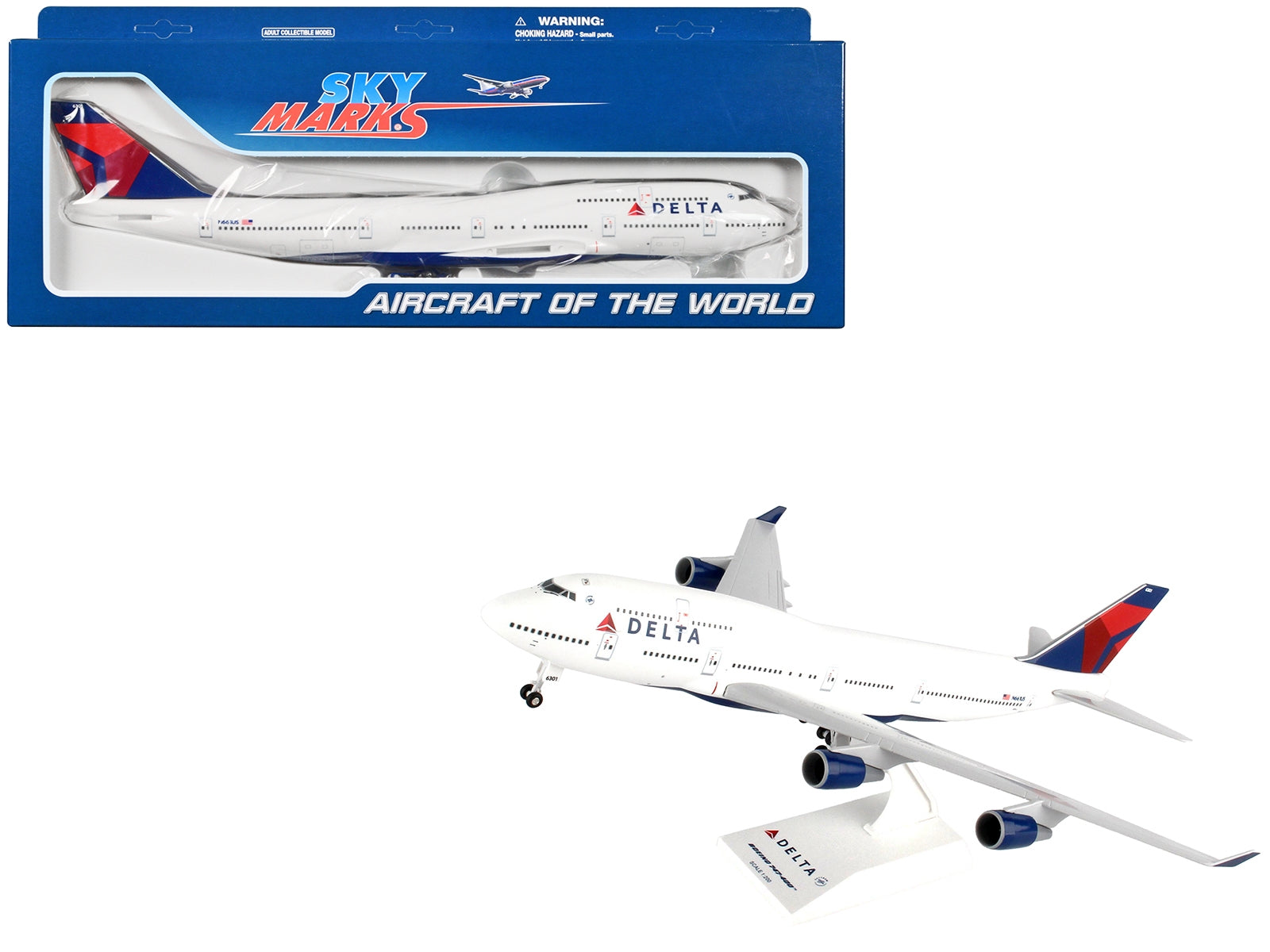 Boeing 747-400 Commercial Aircraft "Delta Air Lines" (N661US) White with Red and Blue Tail (Snap-Fit) 1/200 Plastic Model by Skymarks - Premium Boeing from Skymarks - Just $99.99! Shop now at Rapidvehicles