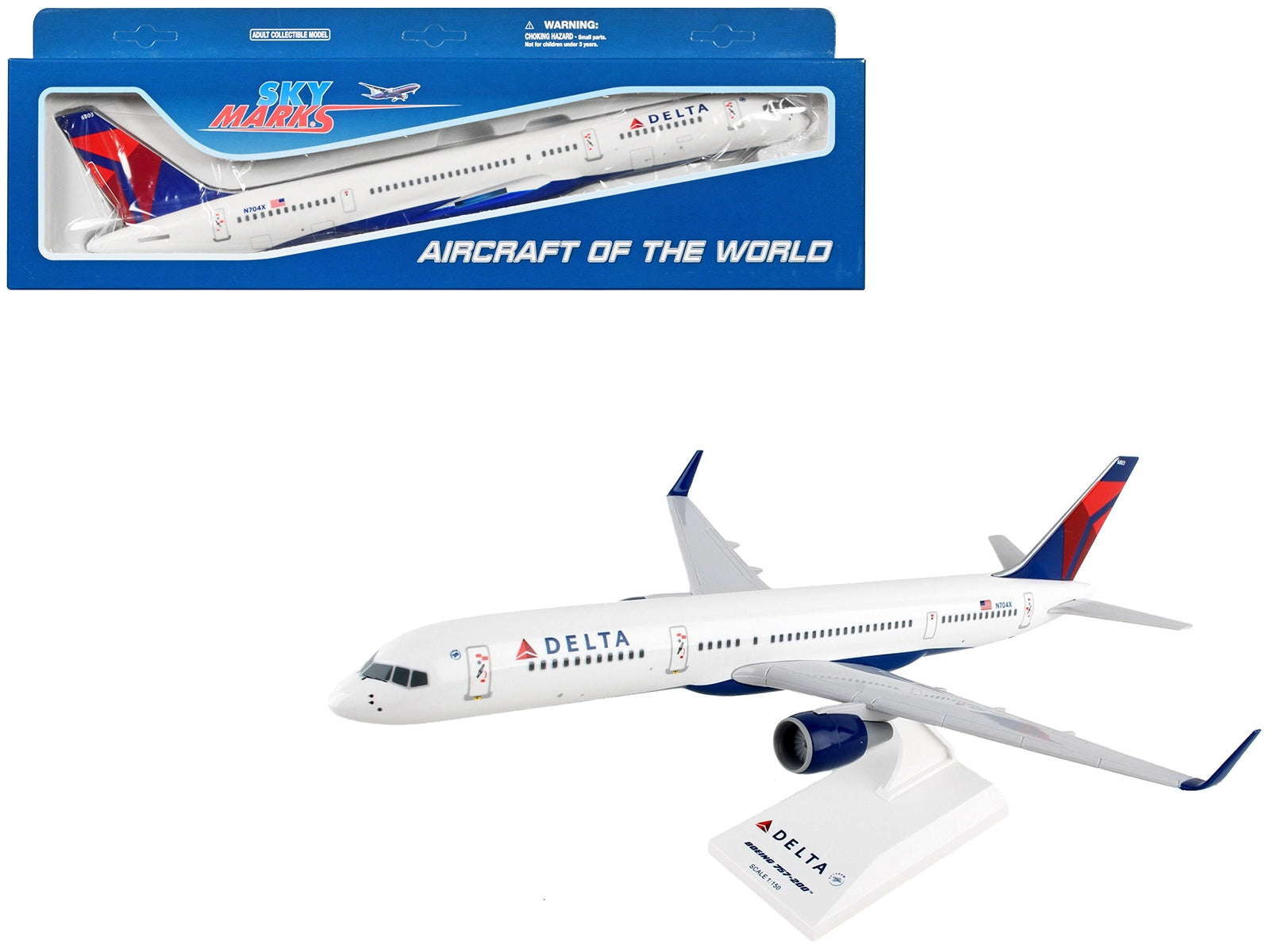 Boeing 757-200 Commercial Aircraft "Delta Air Lines" (N704X) White with Red and Blue Tail (Snap-Fit) 1/150 Plastic Model by Skymarks - Premium Boeing from Skymarks - Just $73.99! Shop now at Rapidvehicles