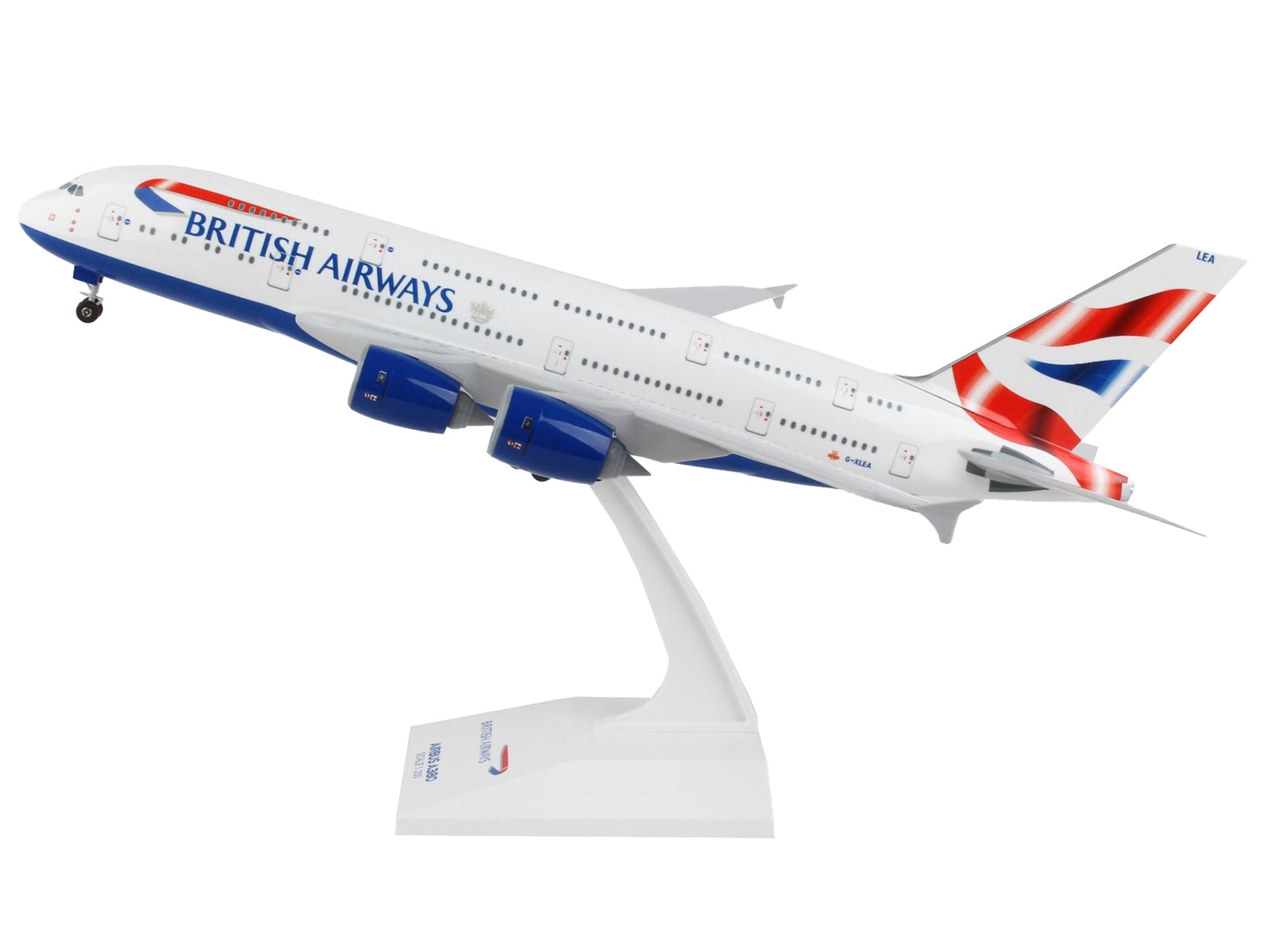 Airbus A380 Commercial Aircraft with Landing Gear "British Airways" (G-XLEA) White with Tail Graphics (Snap-Fit) 1/200 Plastic Model by Skymarks - Premium Airbus from Skymarks - Just $95.99! Shop now at Rapidvehicles