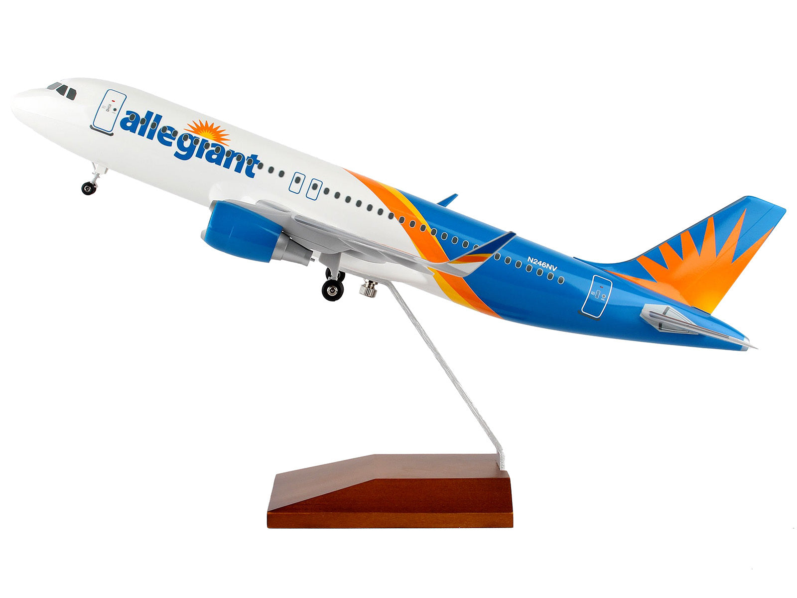 Airbus A320 Commercial Aircraft with Landing Gear "Allegiant Air" (N246NV) White and Blue with Orange Stripes (Snap-Fit) 1/100 Plastic Model by Skymarks - Premium Aircrafts and War Planes from Skymarks - Just $208.99! Shop now at Rapidvehicles