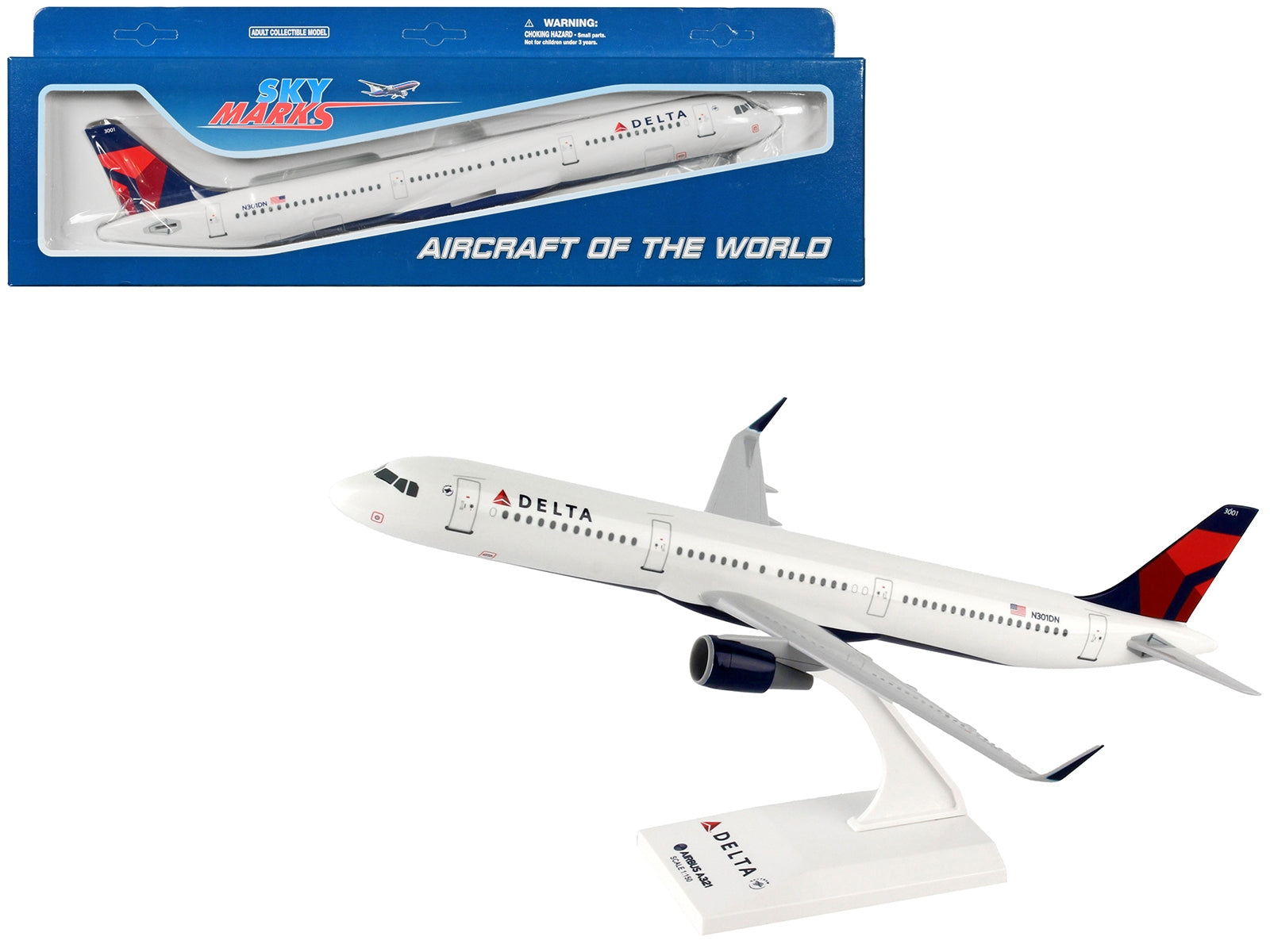 Airbus A321 Commercial Aircraft "Delta Air Lines" (N301DN) White with Red and Blue Tail (Snap-Fit) 1/150 Plastic Model by Skymarks - Premium Airbus from Skymarks - Just $82.99! Shop now at Rapidvehicles