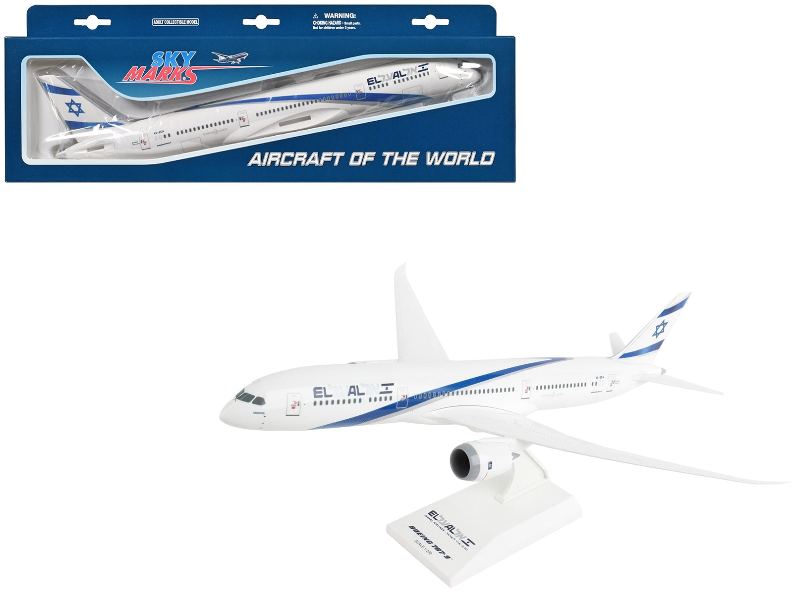 Boeing 787-9 Dreamliner Commercial Aircraft "El Al Israel Airlines" (4X-EDA) White with Blue Stripes (Snap-Fit) 1/200 Plastic Model by Skymarks - Premium Model Kits(To Built) from Skymarks - Just $71.64! Shop now at Rapidvehicles