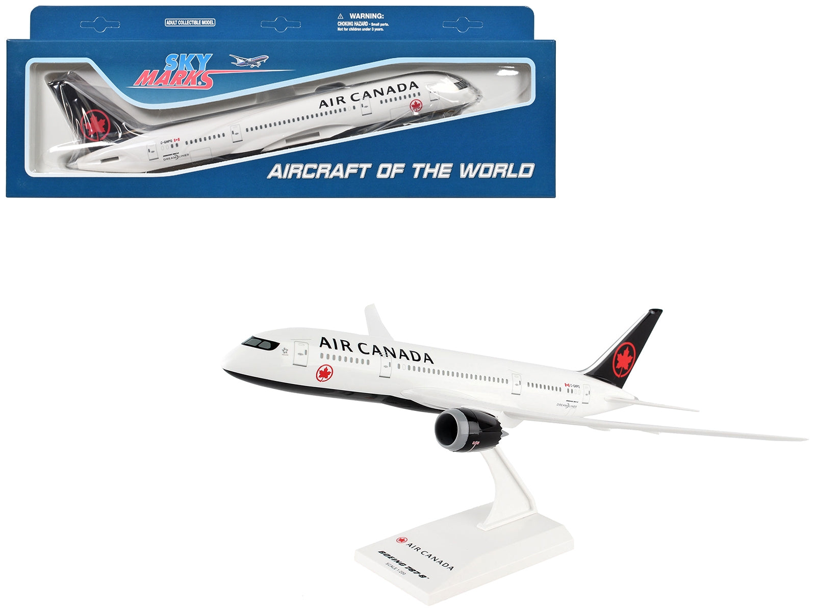 Boeing 787-8 Dreamliner Commercial Aircraft "Air Canada" (C-GHPQ) White with Black Tail (Snap-Fit) 1/200 Plastic Model by Skymarks - Premium Model Kits(To Built) from Skymarks - Just $75.99! Shop now at Rapidvehicles