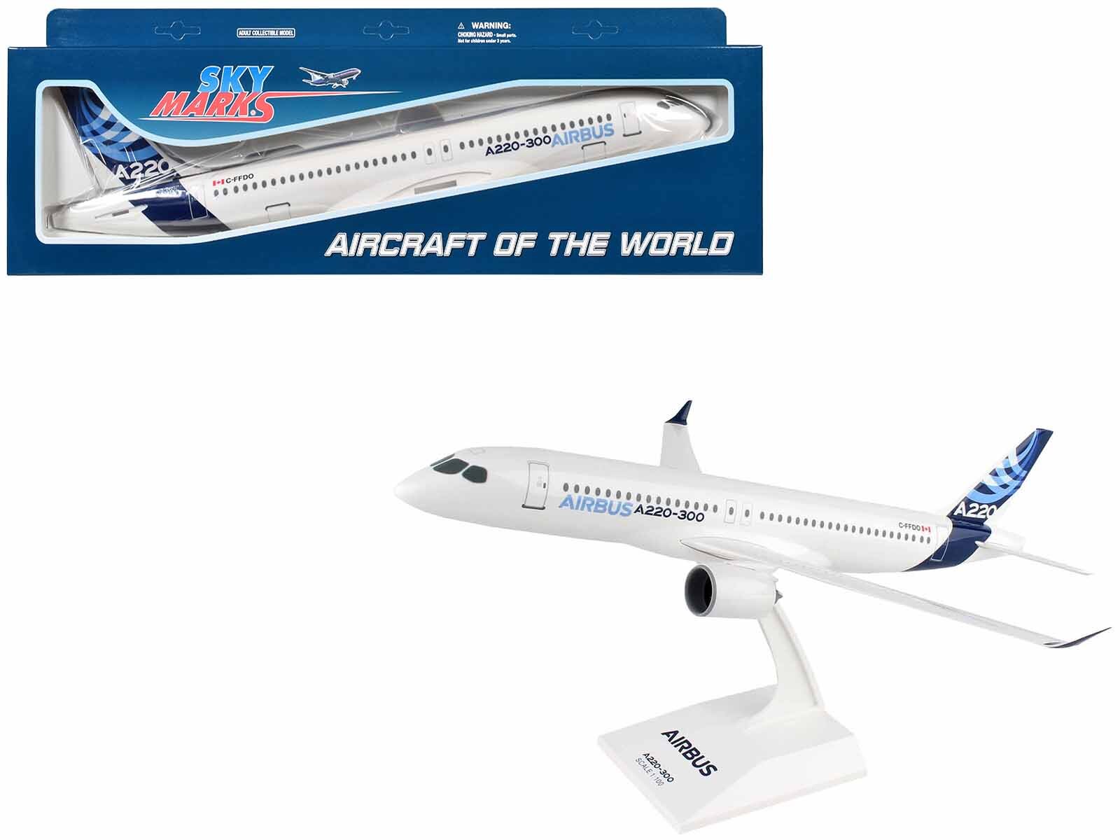 Airbus A220-300 Commercial Aircraft "Airbus" (C-FFDO) White with Blue Tail (Snap-Fit) 1/100 Plastic Model by Skymarks - Premium Airbus from Skymarks - Just $95.99! Shop now at Rapidvehicles